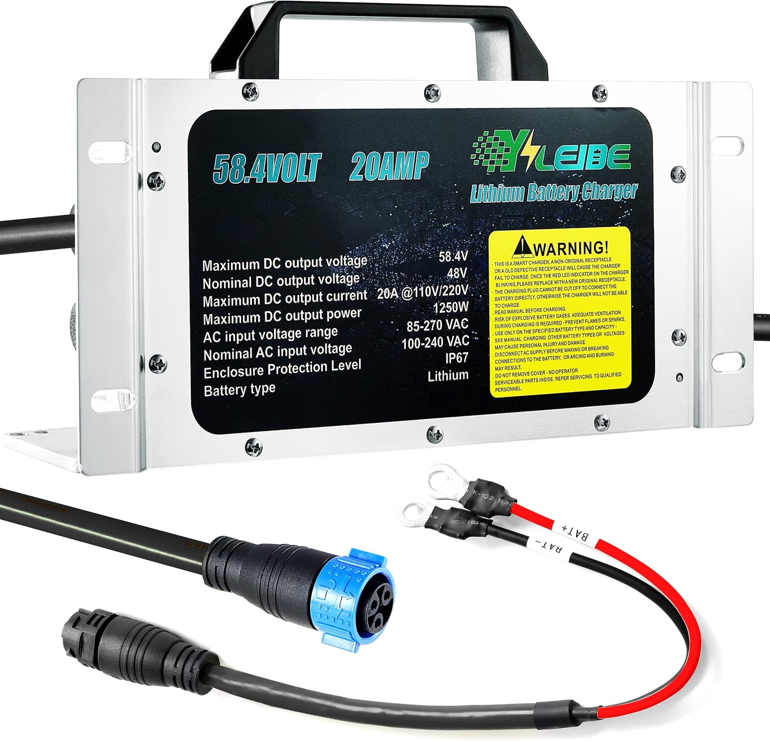 Cargador de batería de litio para carrito de golf 58.4V20A a bordo con OT (M8 14-8 terminales) para 16 cuerdas LiFePO4