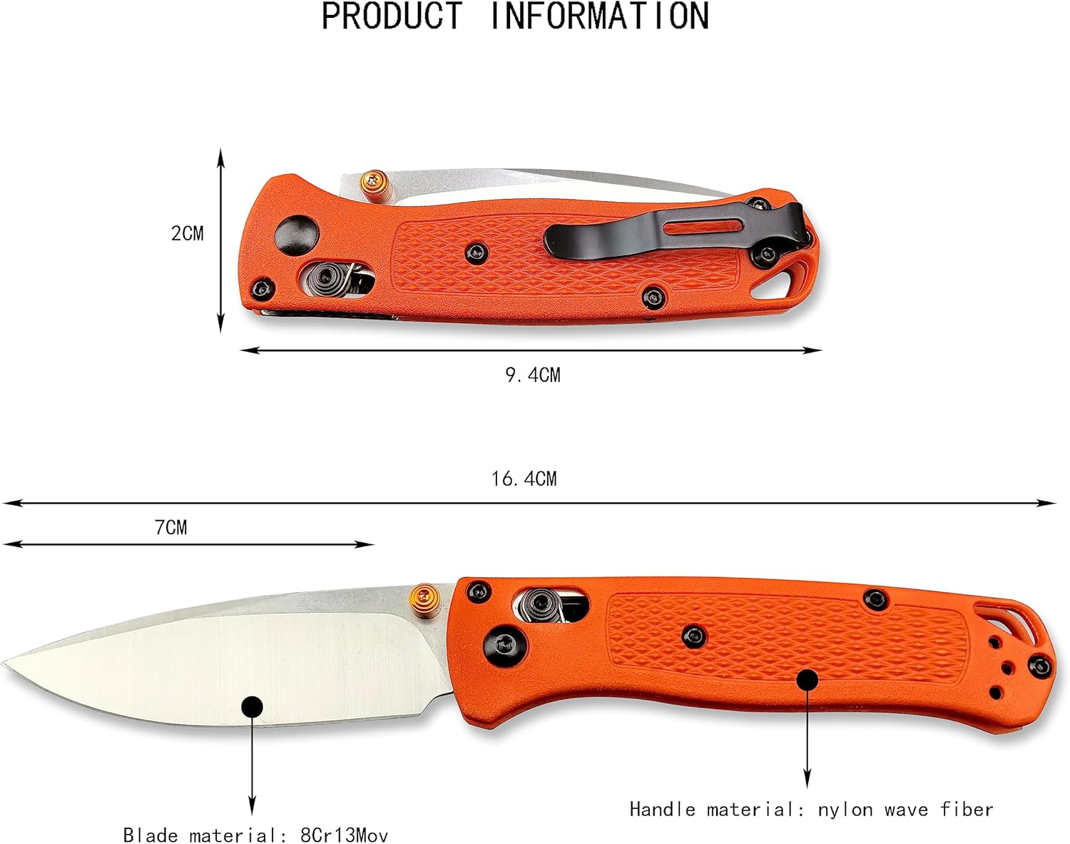 Cuchillo de bolsillo pequeño ECD Manual Pulgar Studs Open 8Cr13MoV Blade Mini bugout cuchillo plegable Axis Lock con mango de grivory naranja (533)