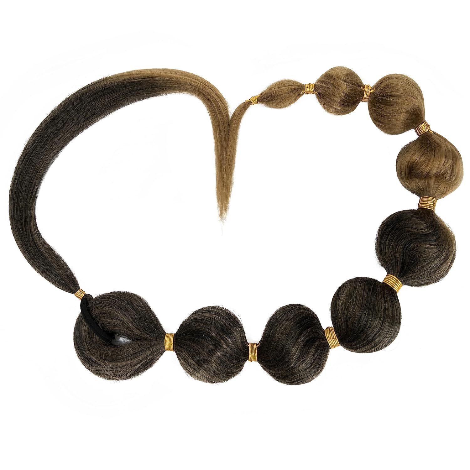 Benehair Extensión de cola de caballo larga de burbujas para mujer, cola de caballo afro negra, trenzada, con banda para el cabello, extensiones de