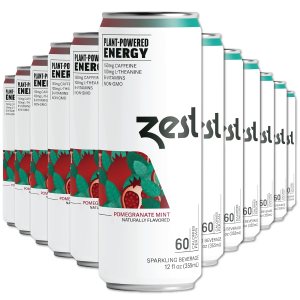 Zest Plant – Bebida espumosa de energía natural, menta y granada, 150 mg de cafeína + 100 mg de L-teanina, lata de 12 onzas, paquete de 12 unidades, Zest Plant – Bebida espumosa de energía natural, menta y granada, 150 mg de cafeína + 100 mg de L-teanina, lata de 12 onzas, paquete de 12 unidades,