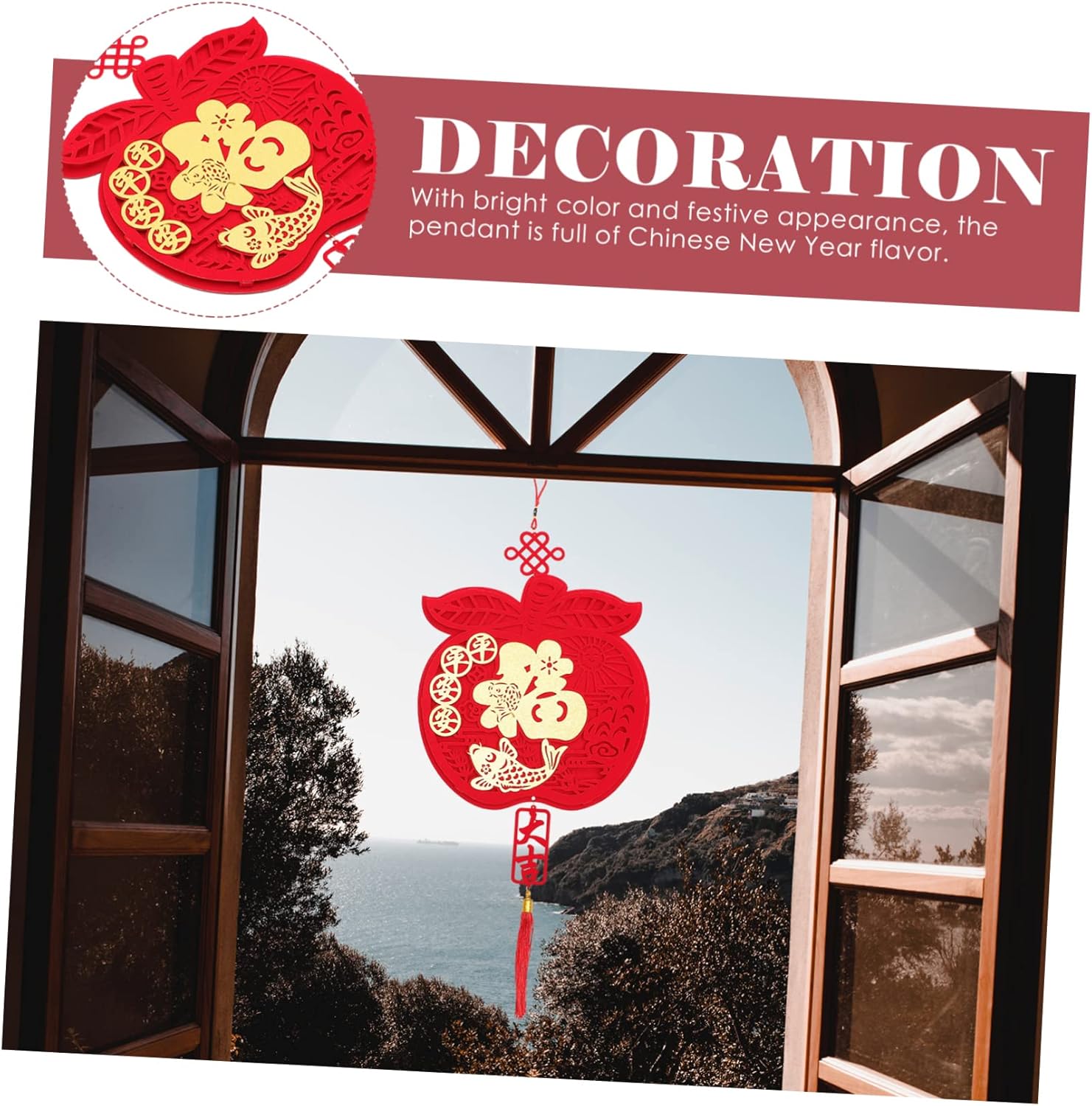 VOSAREA Decoración china para festivales de primavera, 2 piezas, decoración de Año Nuevo, decoración del automóvil, decoración del hogar, decoración