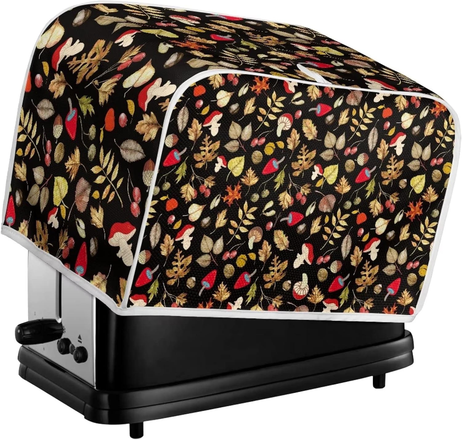 Accesorios de cocina de hongos y hojas, cubierta de horno tostador para la mayoría de tostadoras estándar de 2 rebanadas, protección de huellas