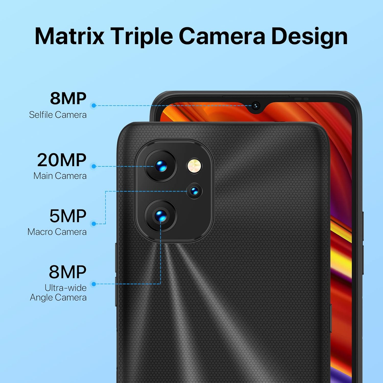 UMIDIGI Teléfono celular Power 7, 4 GB+128 GB 6150 mAh batería desbloqueada con pantalla completa de 6.7 pulgadas + teléfono inteligente Android con