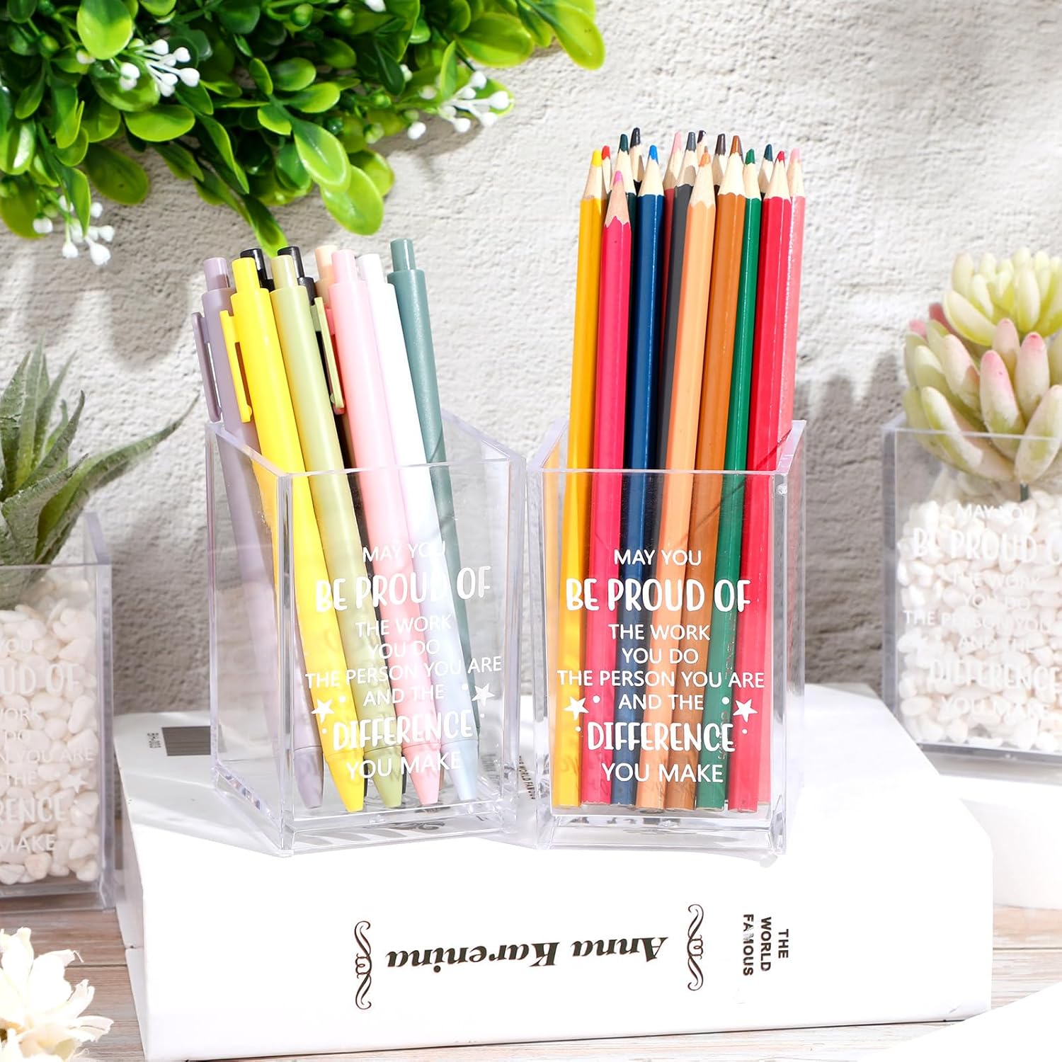 10 piezas de regalos de agradecimiento a los empleados, cita inspiradora a granel, soporte para lápices para profesores, regalos de agradecimiento