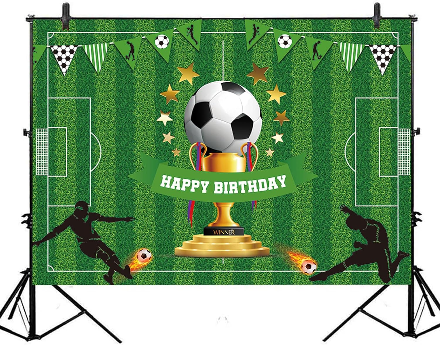 DIZHI Telón de fondo de fiesta de fútbol para decoración de fiesta temática deportiva para niños y niños, fiesta de cumpleaños de fútbol,