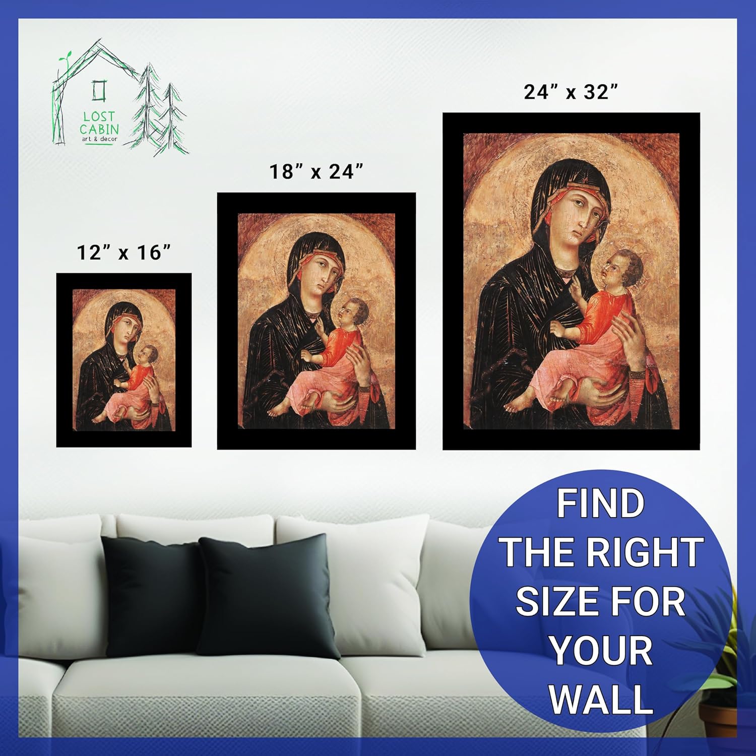 Madonna y el niño de la cabaña perdida de Duccio di Buoninsegna  Impresión sin marco  Reproducción de pinturas de obras de arte finas  Póster