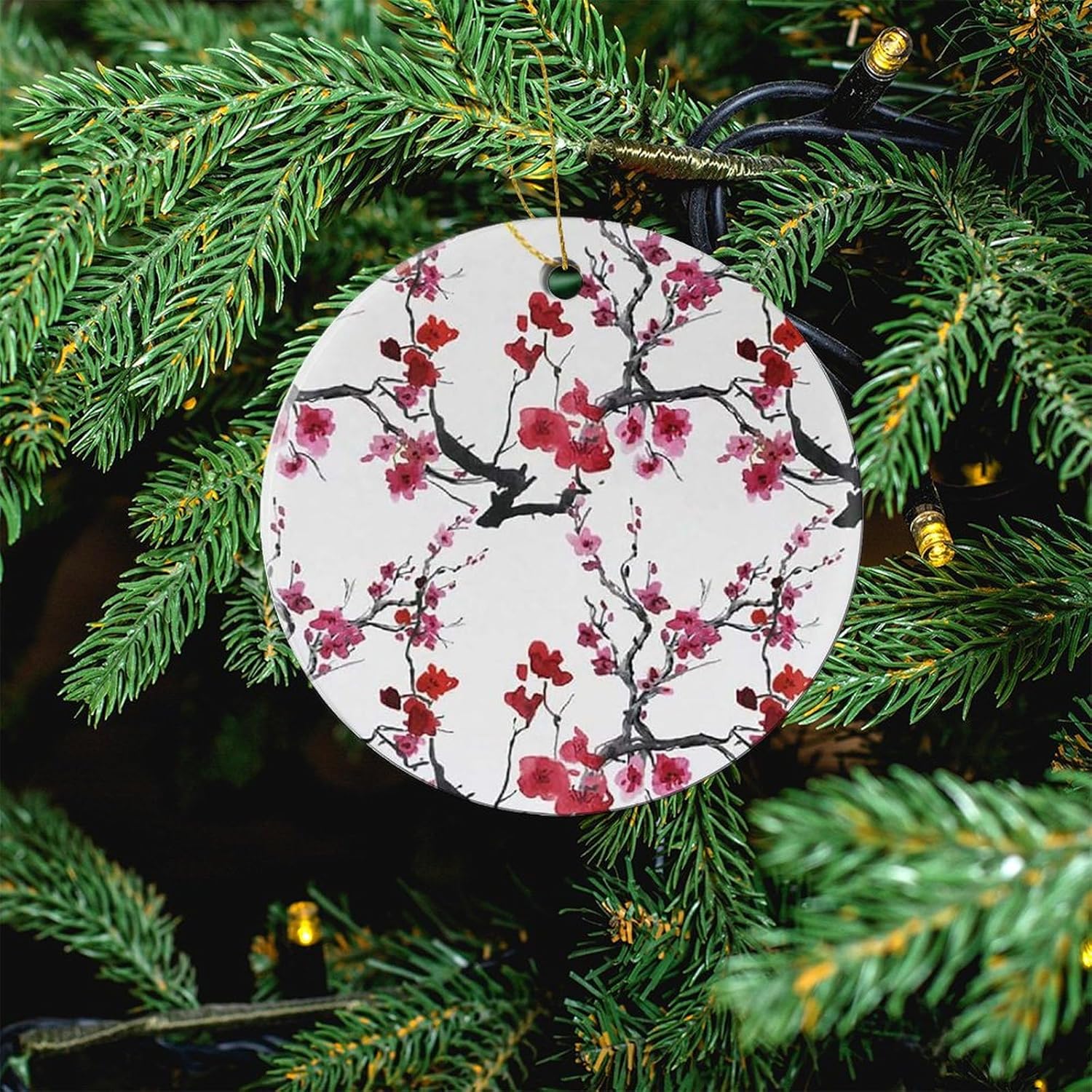 Adornos de Navidad de cerámica 2023 para niños, amantes y amigos, adorno colgante de doble cara de 2.8 pulgadas con caja, recuerdo redondo, elegante