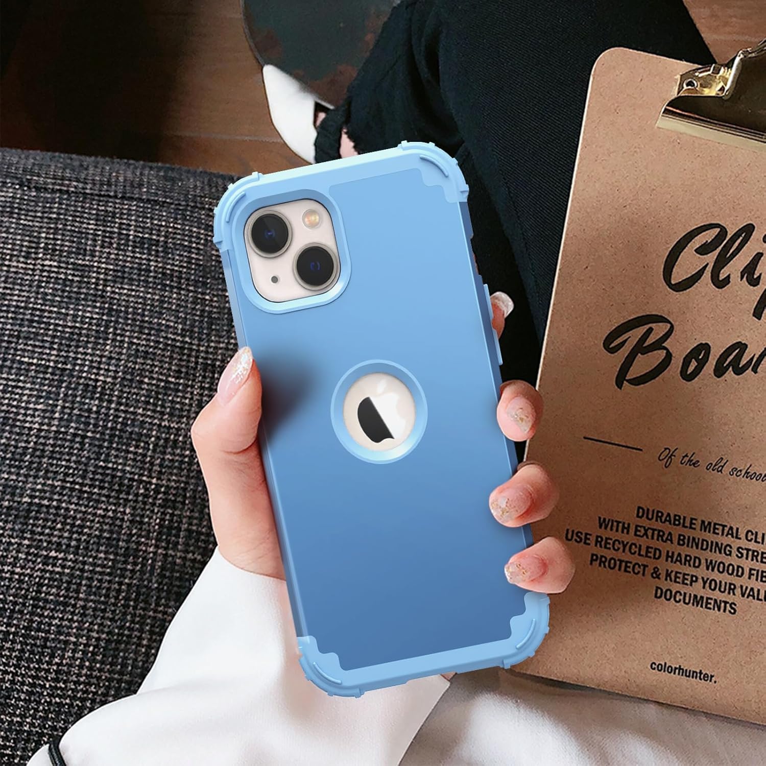 IDweel Funda para iPhone 15 con protector de pantalla de vidrio templado, 3 en 1, a prueba de golpes, delgada, híbrida, resistente, cubierta de