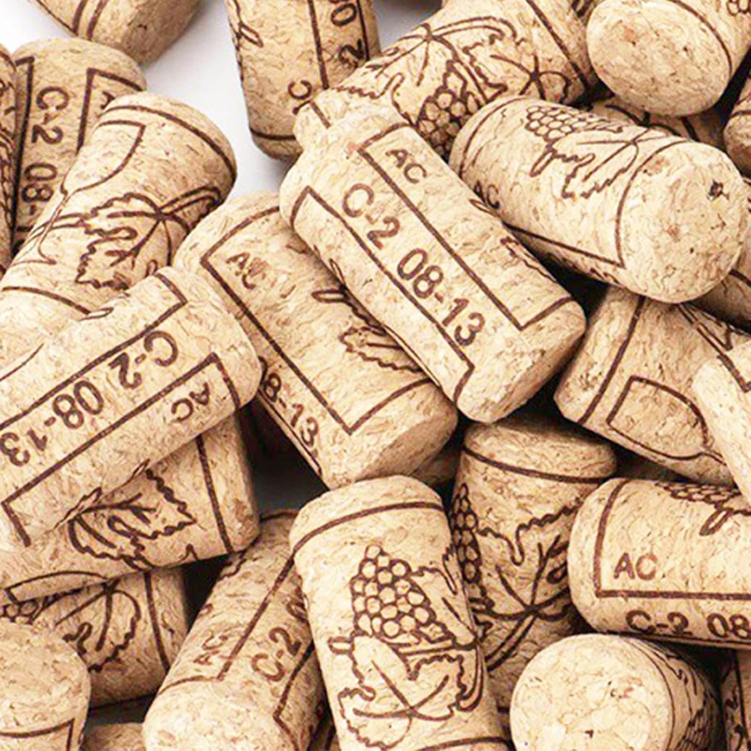 Paquete de 200 tapones para botellas de vino y cápsulas termorretráctiles de PVC, 100 corchos de vino naturales y 100 sellos de 3 colores (rojo,