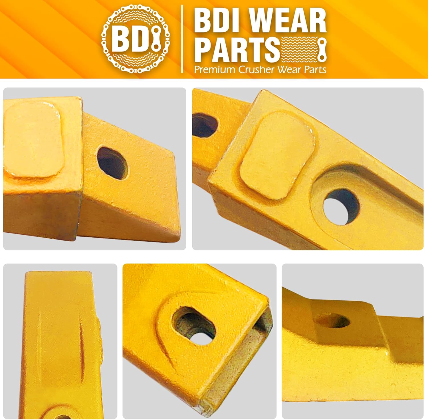 BDI Wear Parts 6737322Y, ensamblaje Bobcat estilo cubo dientes 6737325  adaptador 6737324  pasador flexible 6737326 perno y tuerca (10 juegos)