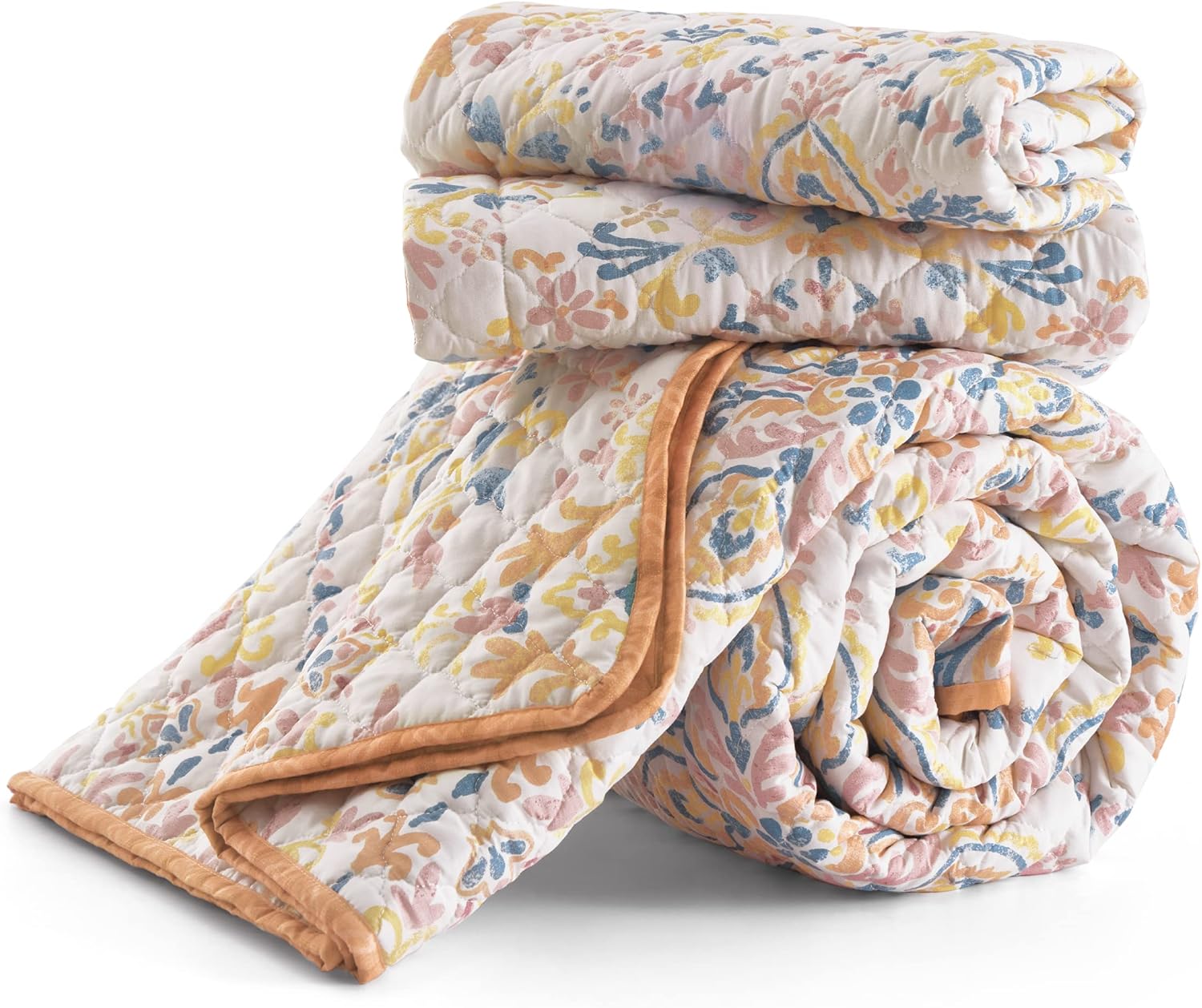 Bedsure Juego de edredón bohemio tamaño Queen  Juego de ropa de cama reversible naranja bohemio de 3 piezas, colcha de microfibra ligera, juego de