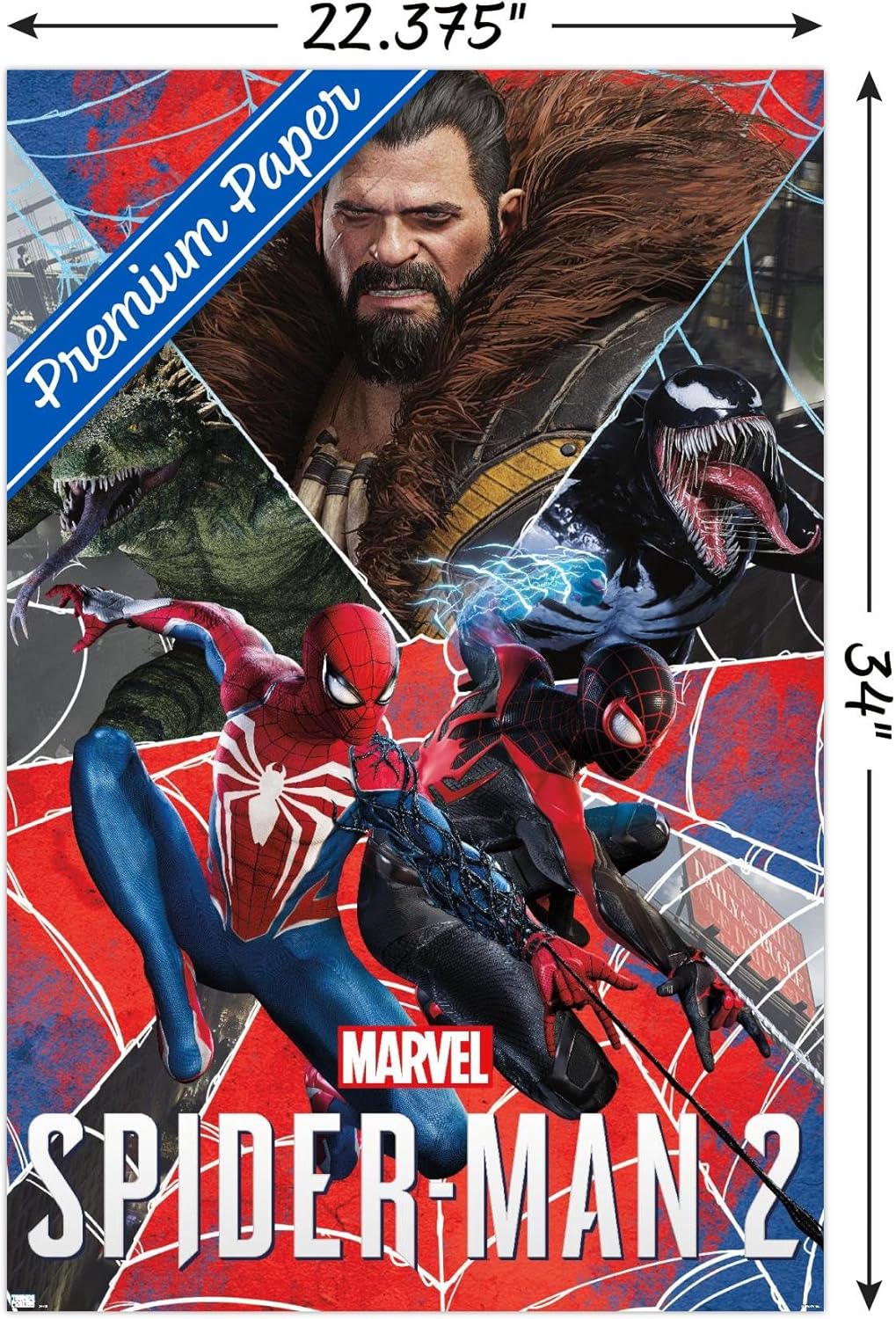Trends International Marvel’s Spider-Man 2 – Póster de pared de grupo, 22.37 x 34.00 pulgadas, paquete de póster y montaje prémium