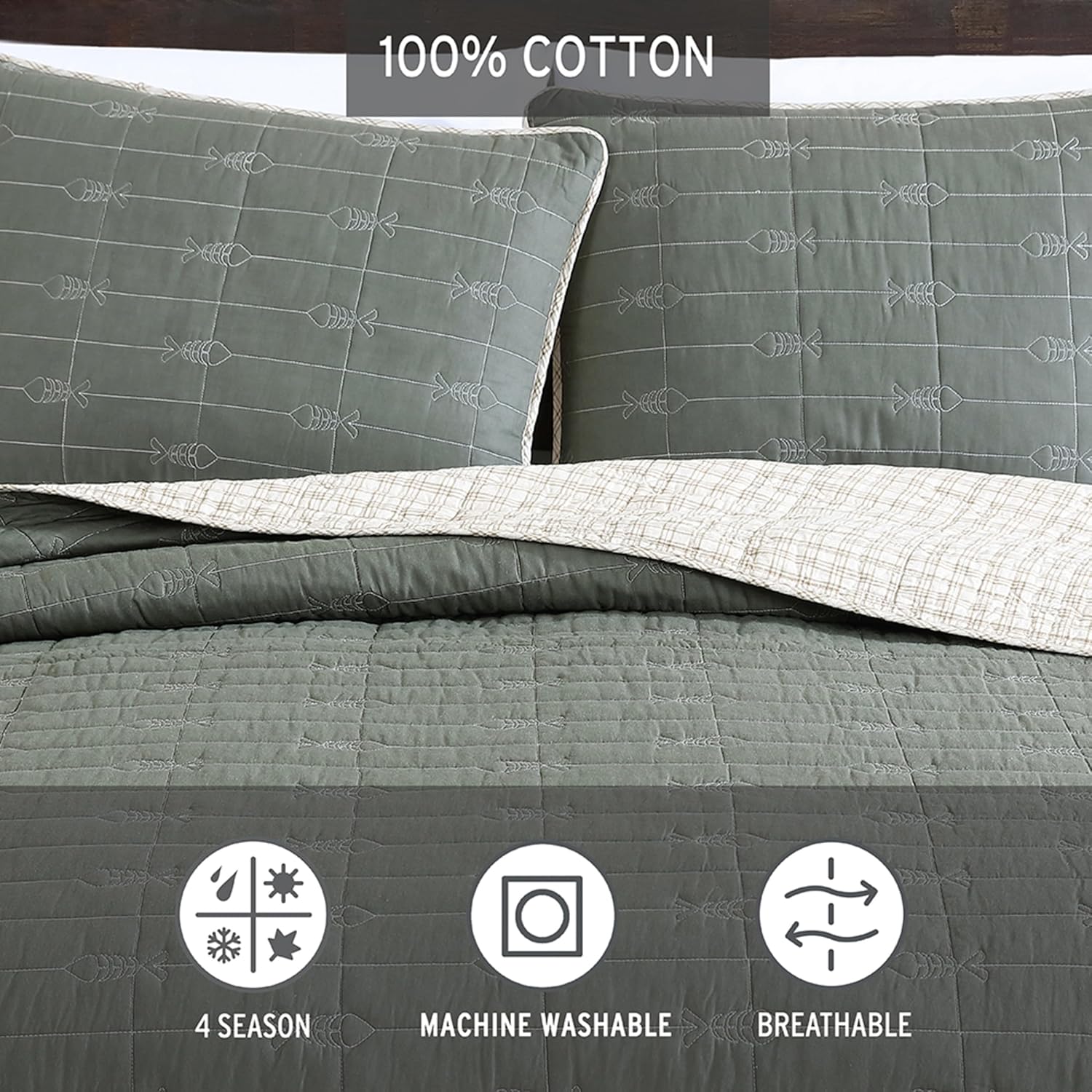 Eddie Bauer – Juego de edredón individual, ropa de cama reversible de algodón con funda a juego, decoración ligera del hogar para todas las