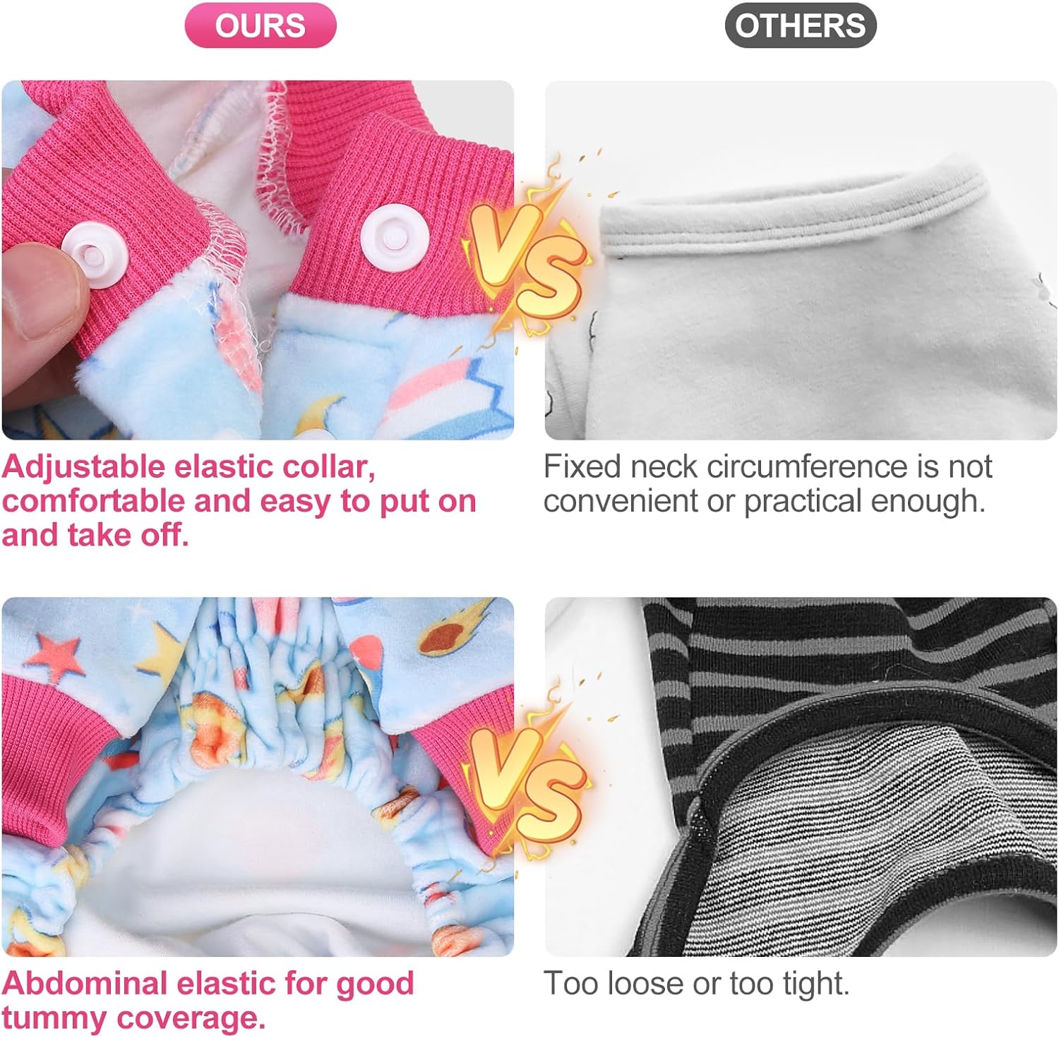 BEAUTYZOO Pijama elástico para perros pequeños y medianos, ropa de terciopelo suave para perros fríos de invierno, cuello ajustable, pijama de