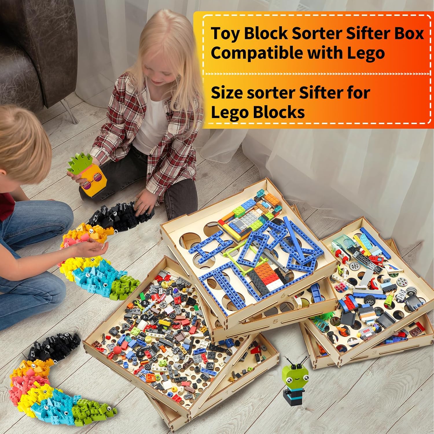 Caja clasificadora de 6 bandejas utilizada para Lego, ladrillo clasificador de almacenamiento para bloques de Lego, regalo para amantes de Lego,