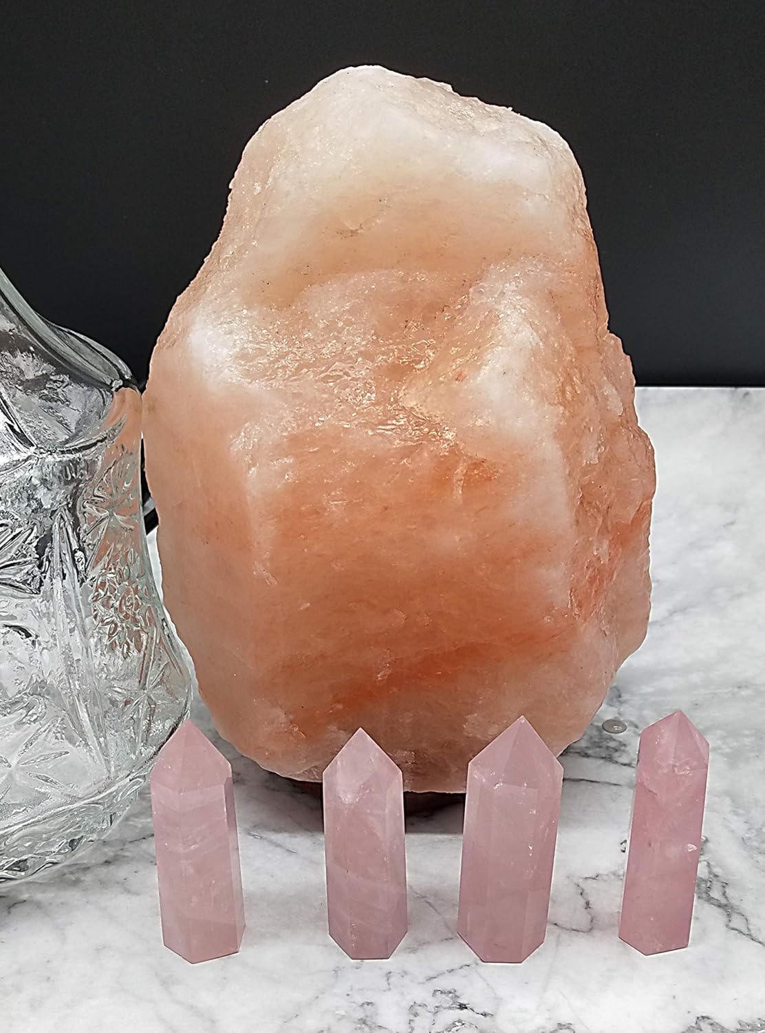 Varitas de cristal curativo  Puntos de cristal de cuarzo rosa de 2 pulgadas, 6 facetas de terapia de meditación de chakras Reiki, 4 unidades, Cristal