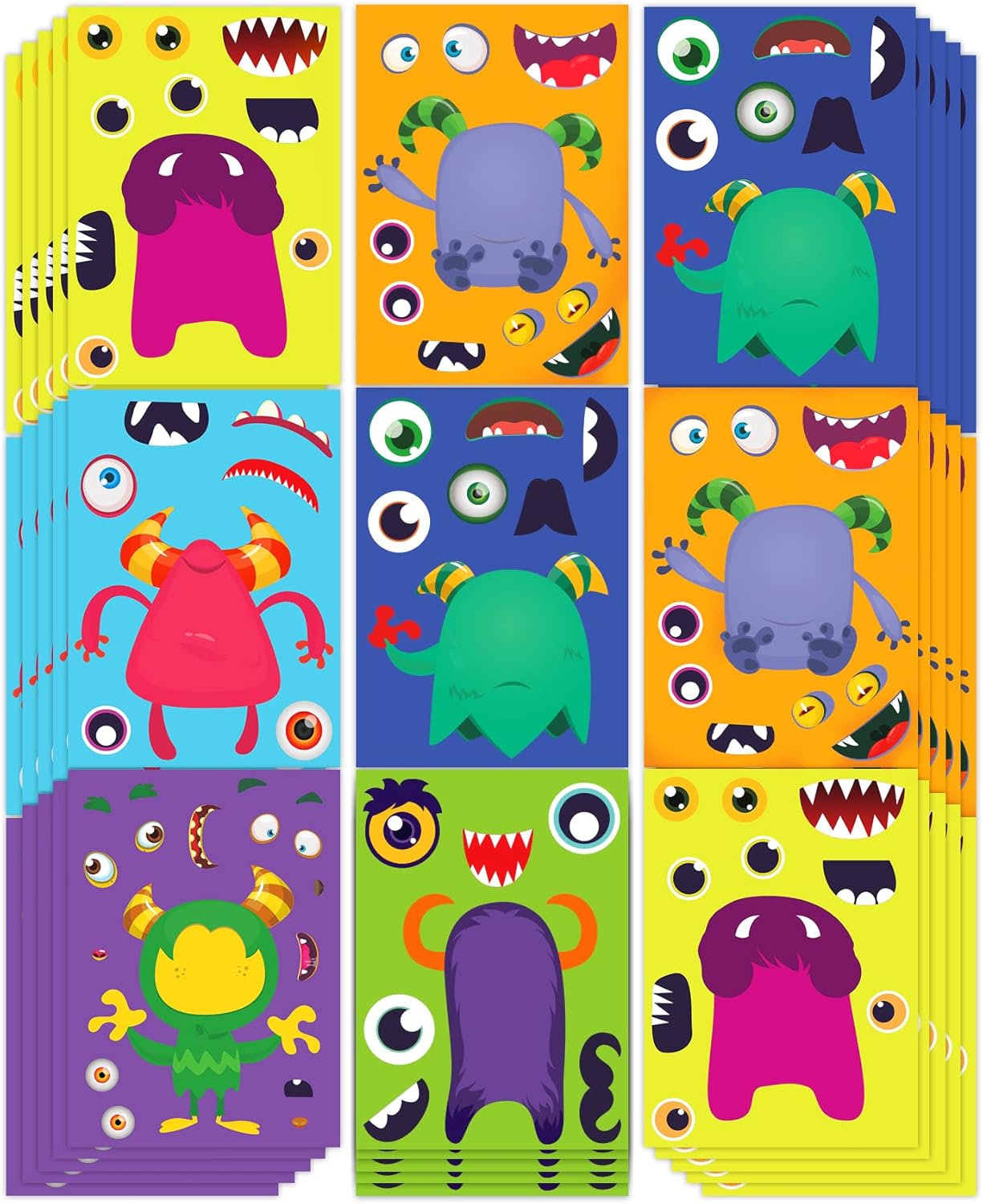 Funnlot Calcomanías de Halloween para niños, juegos de fiesta de Halloween, calcomanías para niños, calcomanías de monstruo, 30 unidades,