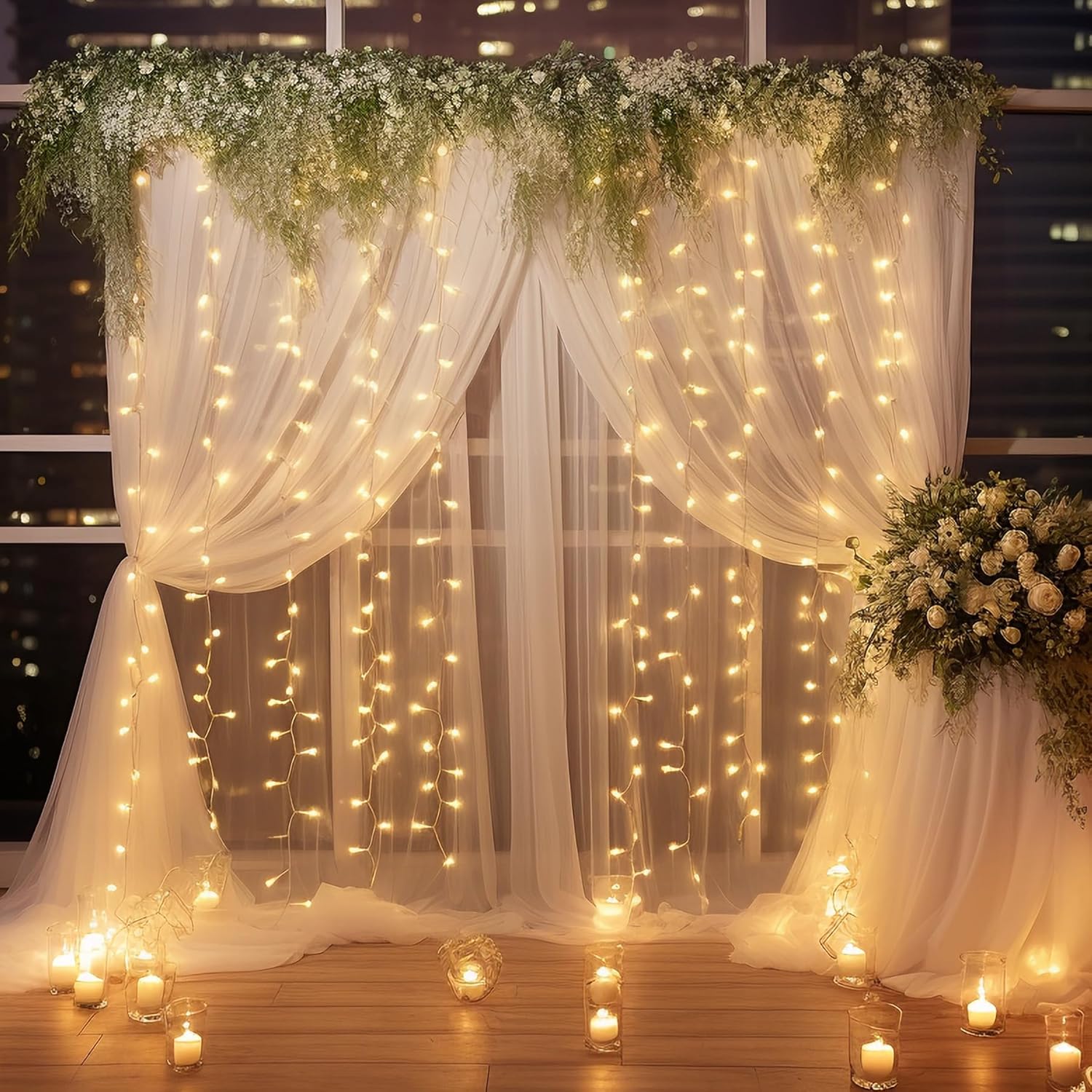 Little Funny Cortinas de fondo blancas con paneles de fondo de arco transparente claro para bodas, elegantes cortinas de telón de fondo, cortinas de