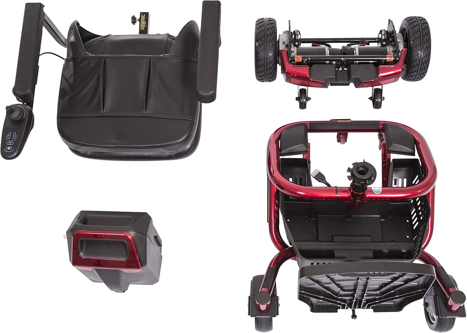 Golden Technologies New LiteRider Envy Silla de ruedas eléctrica, color rojo, asiento de 20 pulgadas