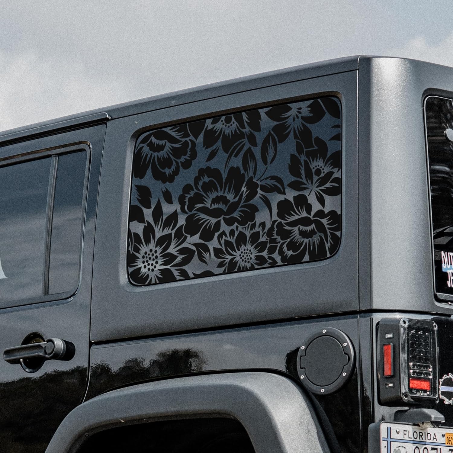 Calcomanías para ventana trasera con estampado floral para Wrangler 2018-2024 de 4 puertas JLU 2018 2019 2020 2021 2022 2023 2024  Calcomanías