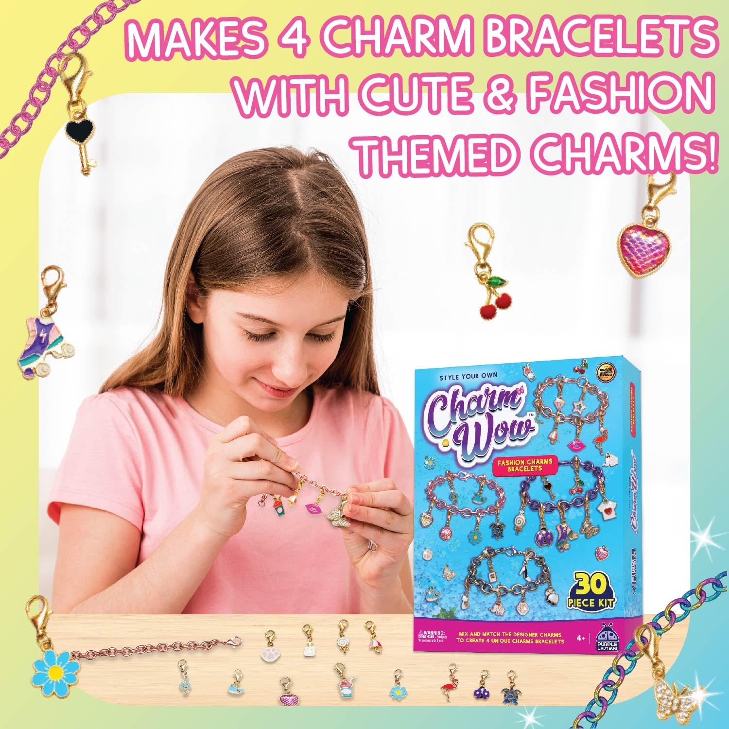 CharmWow – Kit de fabricación de pulseras para niñas, pulseras de dijes para niñas de 8 a 12 años y kit de joyería para niñas de 10 a 12 años – Gran