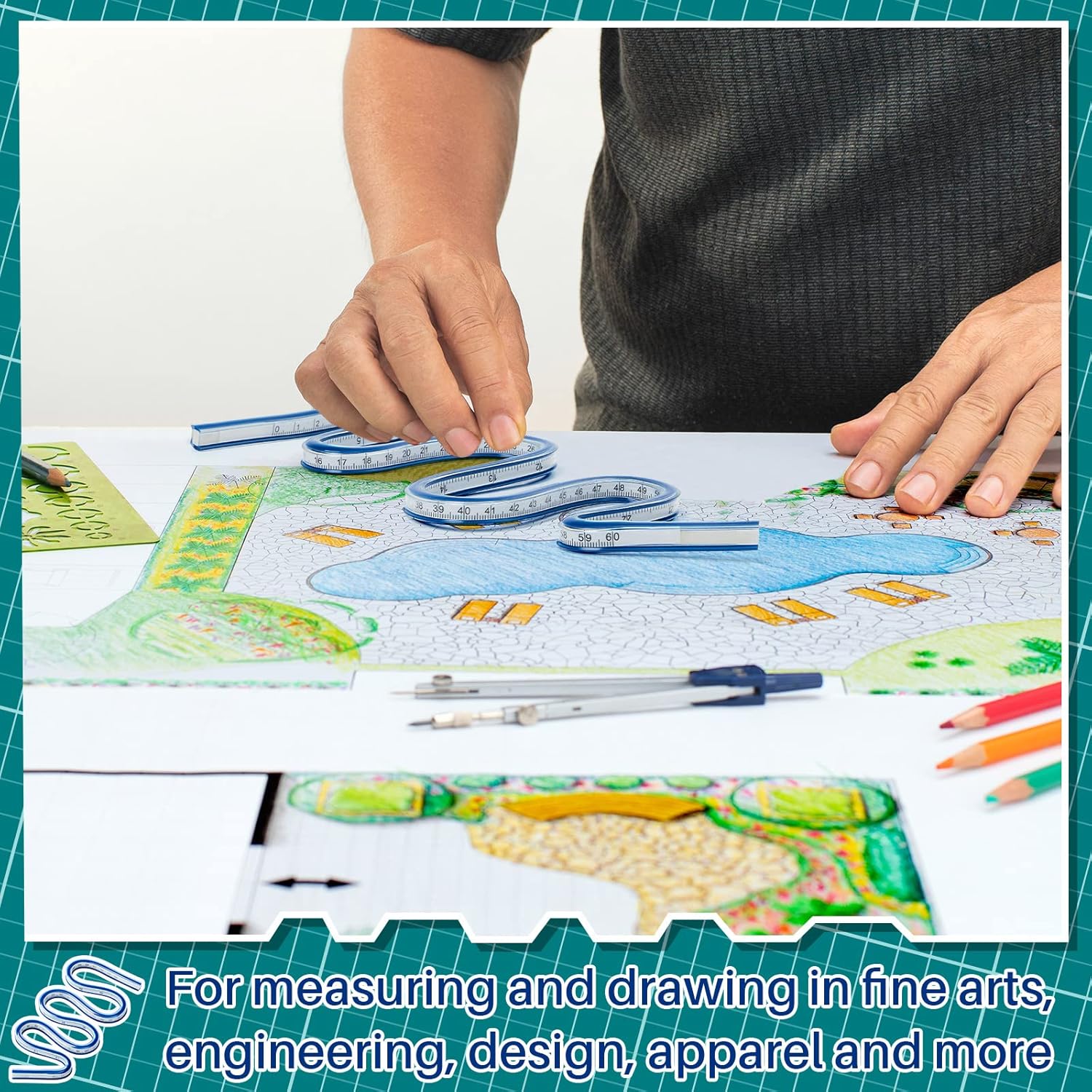 3 reglas de curva flexibles de 12, 16, 24 pulgadas, reglas flexibles para dibujar, regla curva para coser, cinta métrica flexible de curva ideal