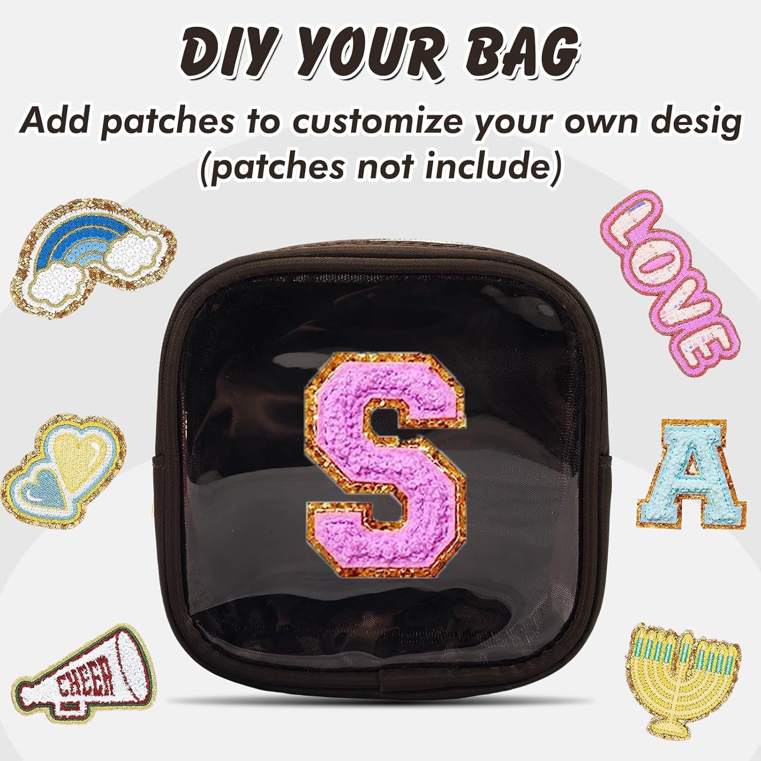 Mini bolsa de maquillaje para bolso, pequeña bolsa transparente, pequeña bolsa de cosméticos de nailon y PVC, bolsa organizadora de artículos de