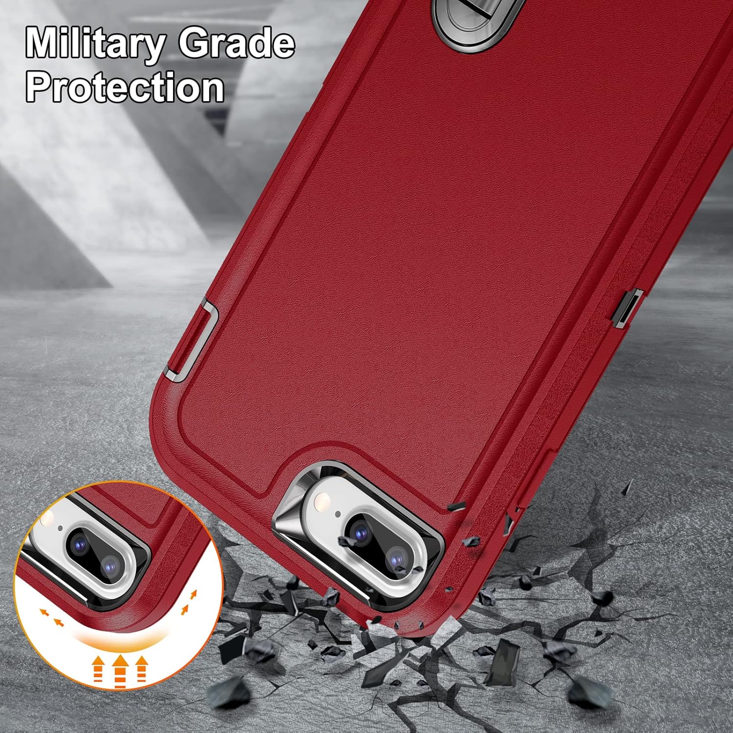 IDweel Funda para iPhone 8 Plus, funda para iPhone 7 Plus6S Plus6 Plus con soporte integrado, protección de alta resistencia a prueba de golpes,