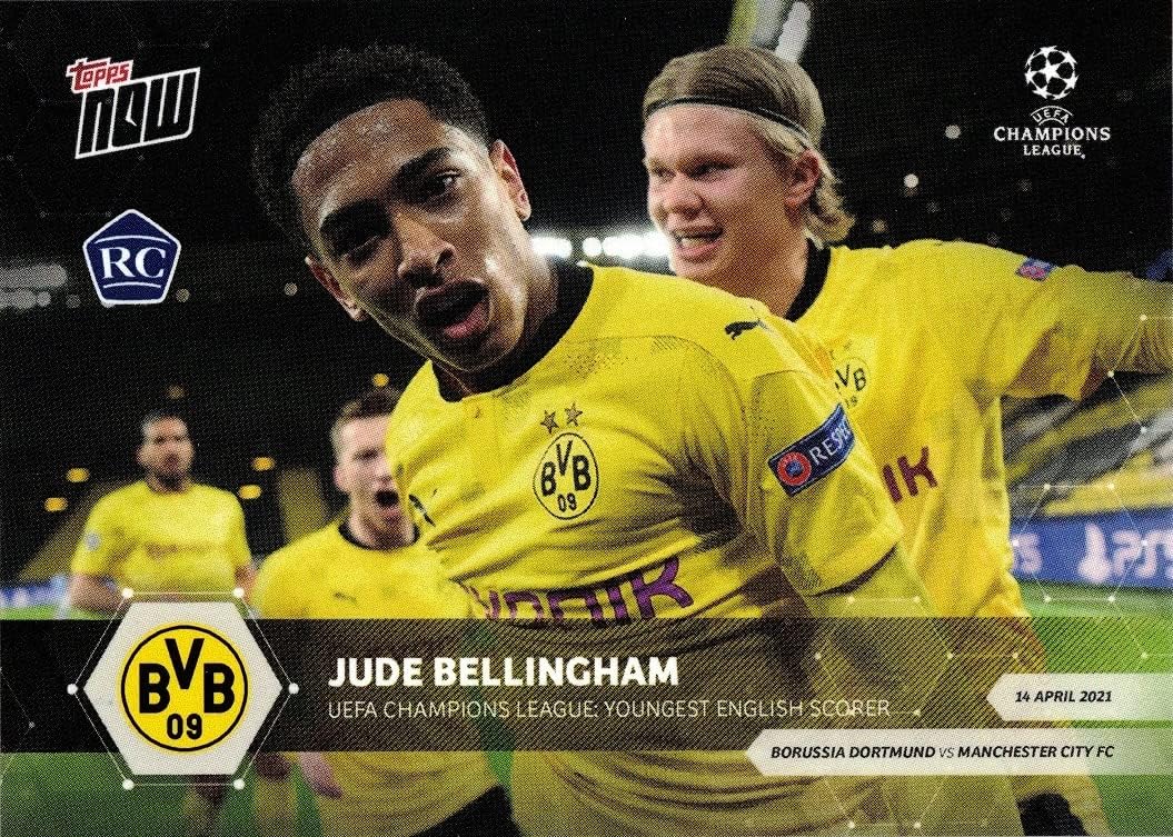 2020-21 Topps Now UEFA Champions League Soccer #65 Jude Bellingham Rookie Card wErling Haaland