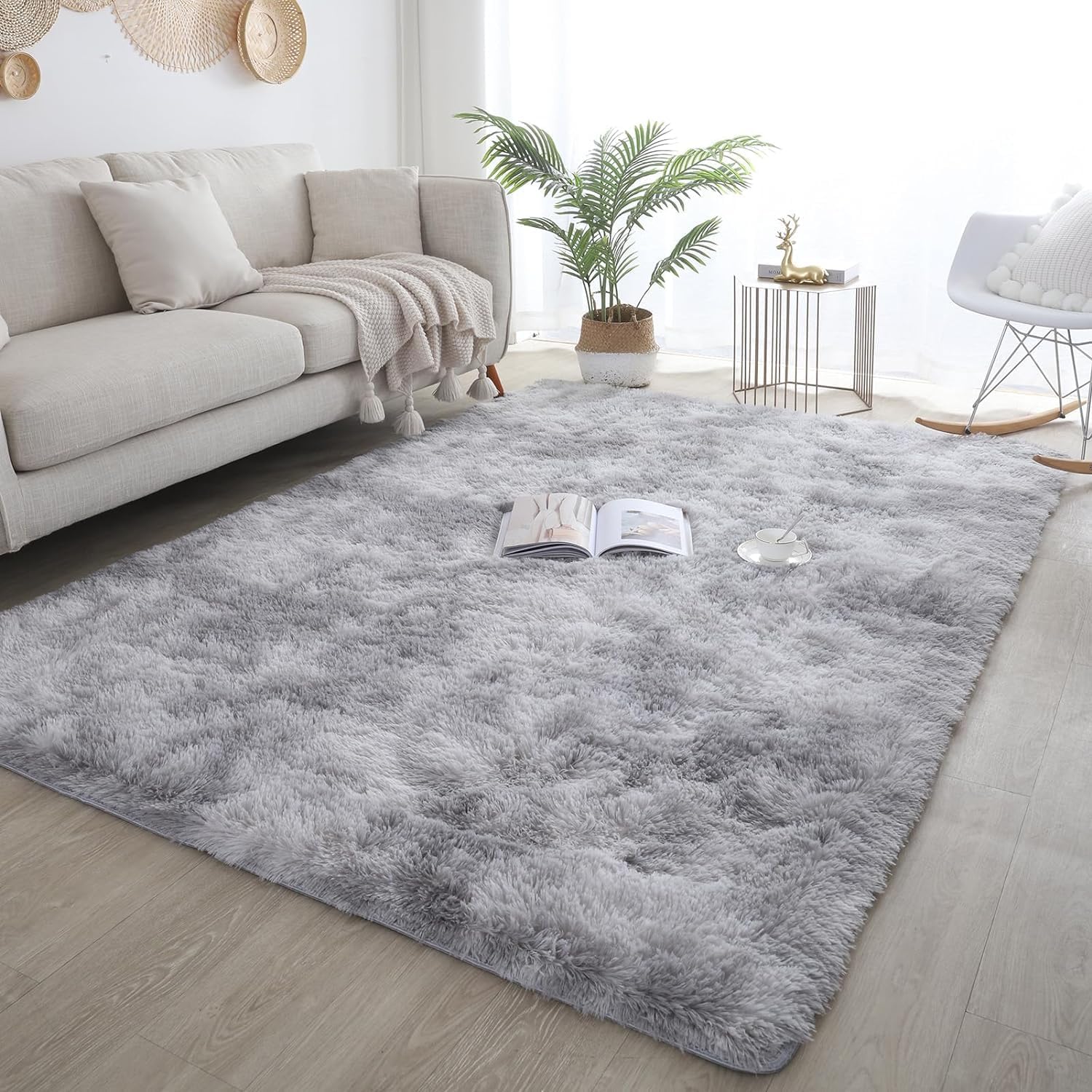 TOLORD Alfombras de área para dormitorio, sala de estar, 8 x 10 pies, antideslizante, duradera, esponjosa, peluda, alfombra de noche de felpa suave,