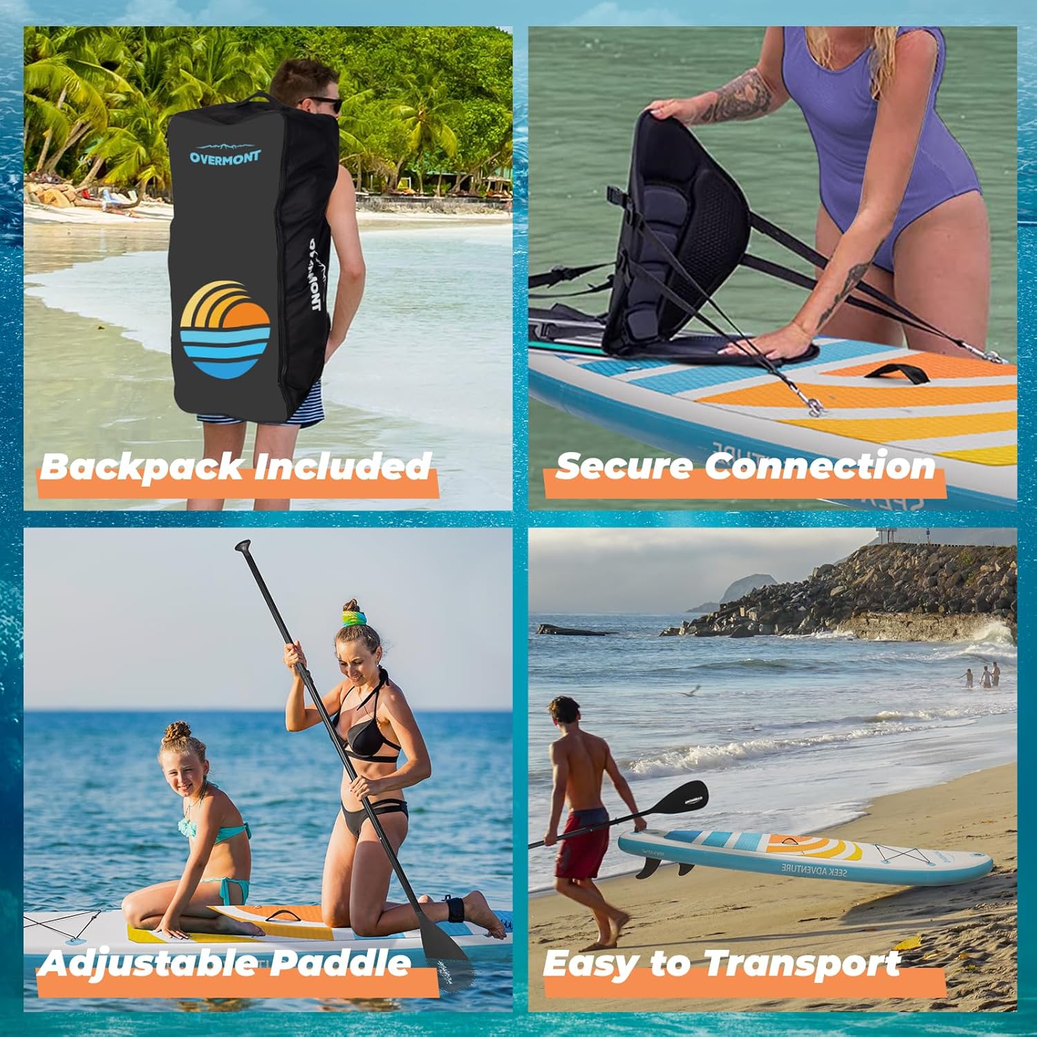 Overmont Inflatable Stand Up Paddle Board with Premium SUP Accessories, 106 Wide Durable Design, Non-Slip Stable Deck for Youth & Adults of All