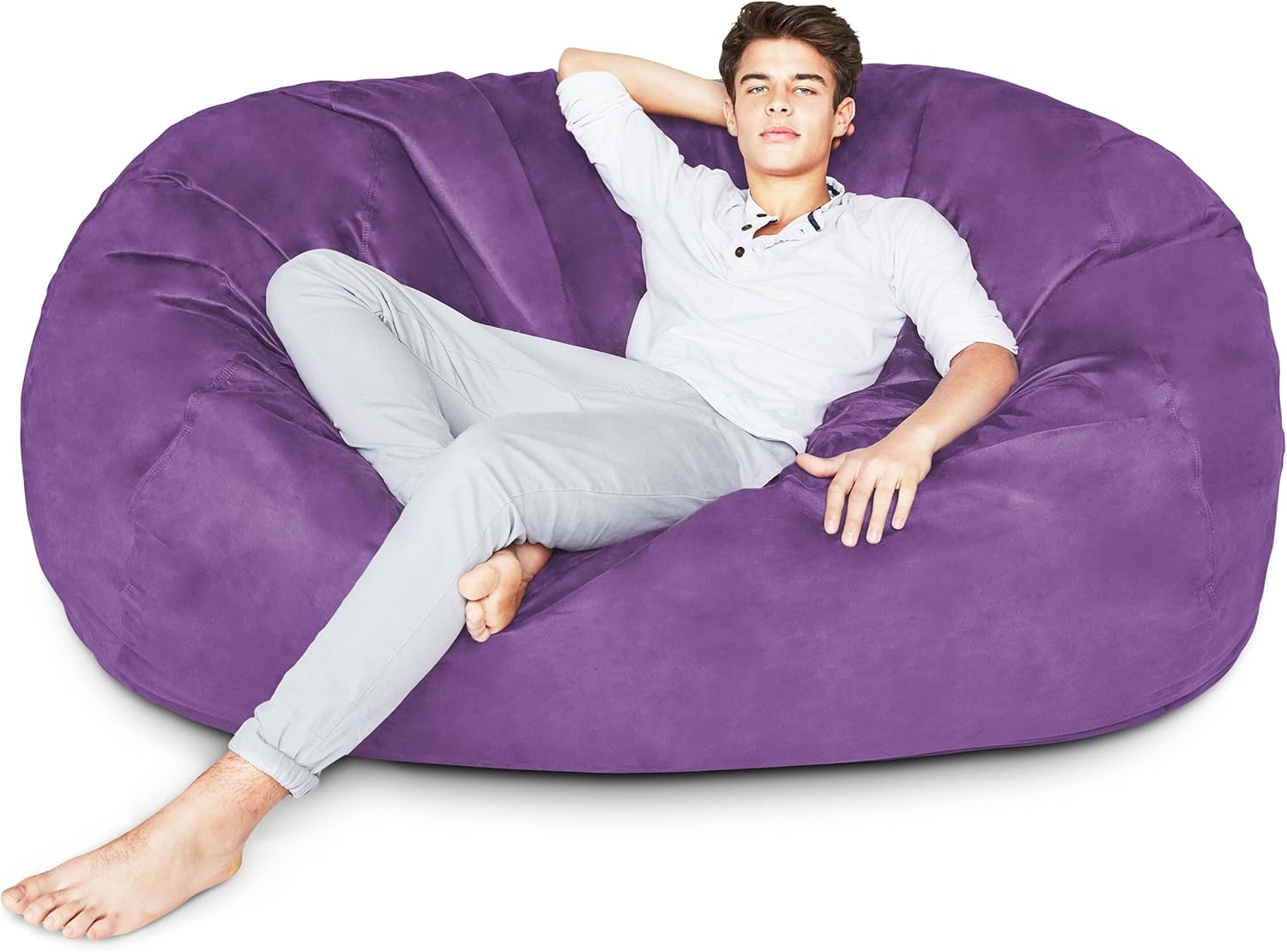Lumaland – Puf de lujo con funda de microgamuza en diferentes tamaños y colores, lavable a máquina, sirve como sofá grande y sofá cama gigante para