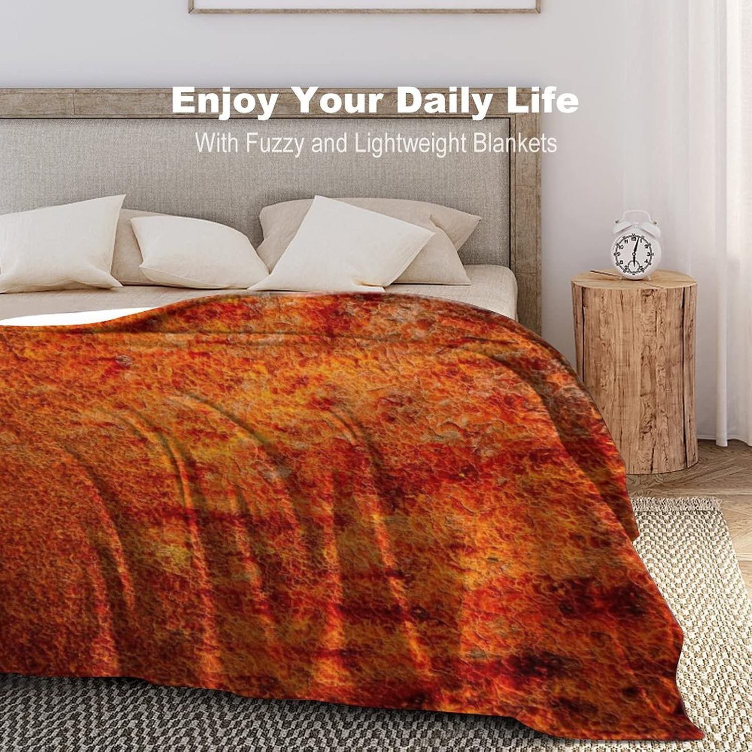 Manta de franela de forro polar naranja quemado de 50 x 40 pulgadas, ligera y esponjosa, para invierno y otoño, acogedora y suave para decoración