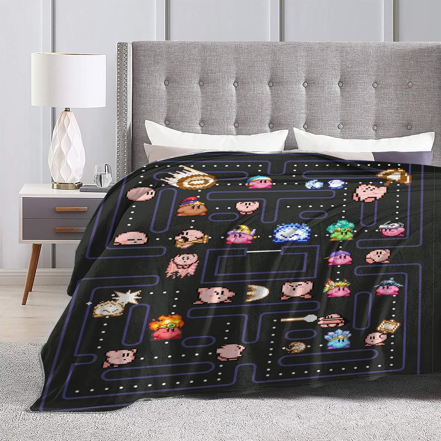 Manta de franela con estampado de anime, manta de playa negra, cálida y acogedora para adolescentes y niños, sofá o dormitorio, 50 x 40 pulgadas