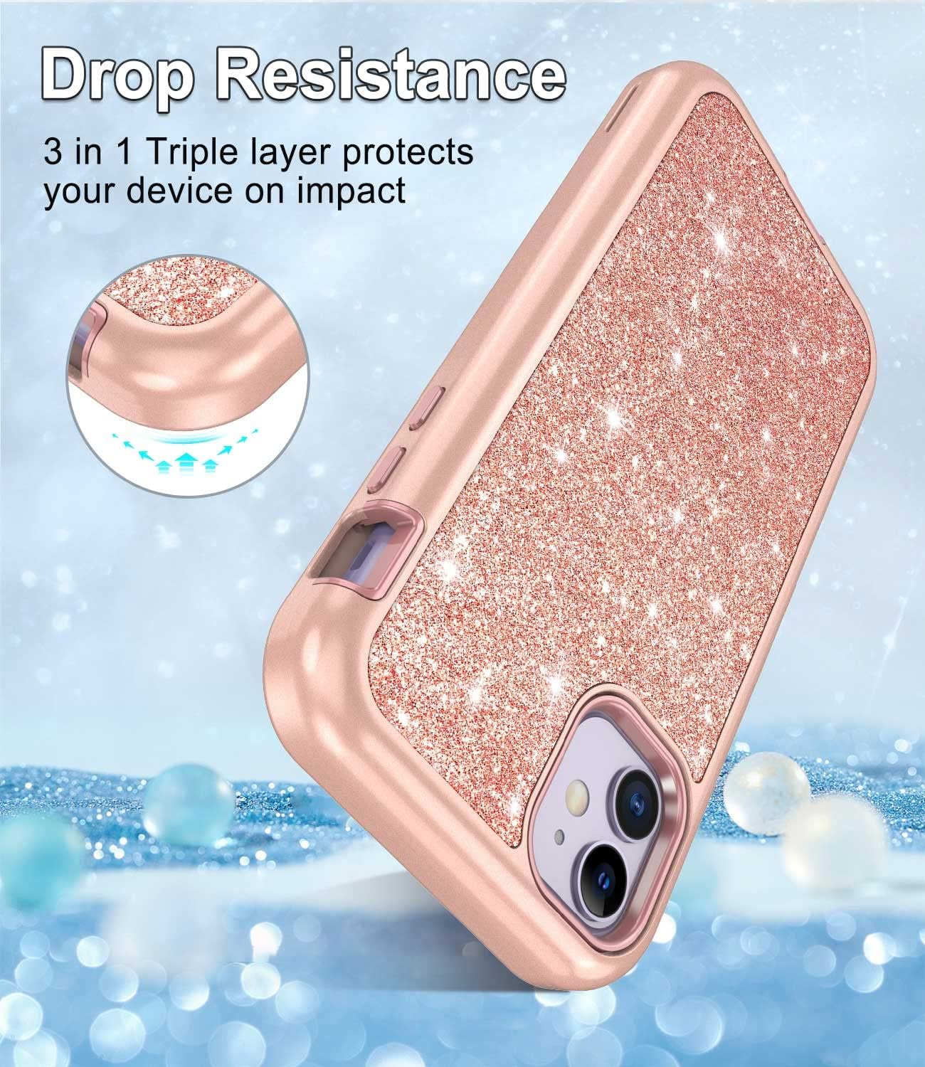 CASEFIV Funda compatible con iPhone 11, patrón de mármol 3 en 1, resistente a prueba de golpes, cuerpo completo, policarbonato duro + silicona suave