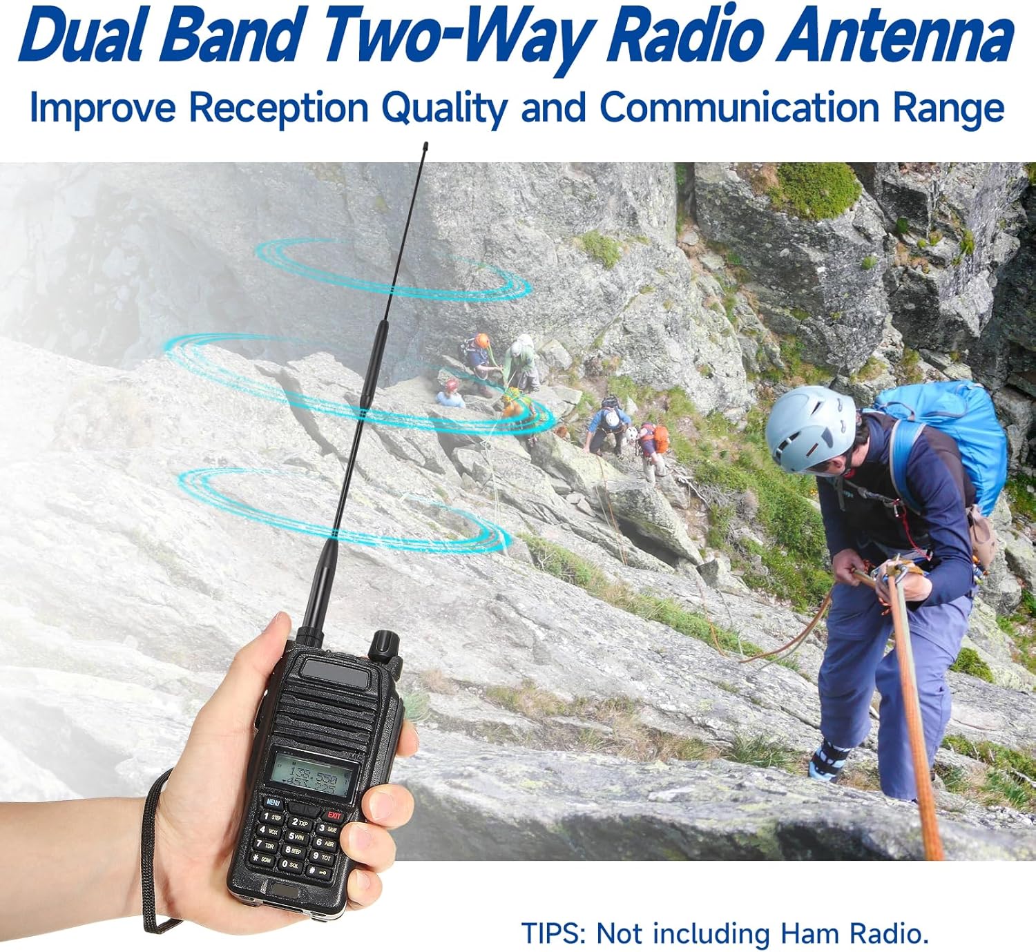 Eightwood Antena de látigo hembra SMA de doble banda VHF UHF 144430 Mhz antena de 14 pulgadas 2 unidades para radios Baofeng UV-5R UV-82 BF-F8HP