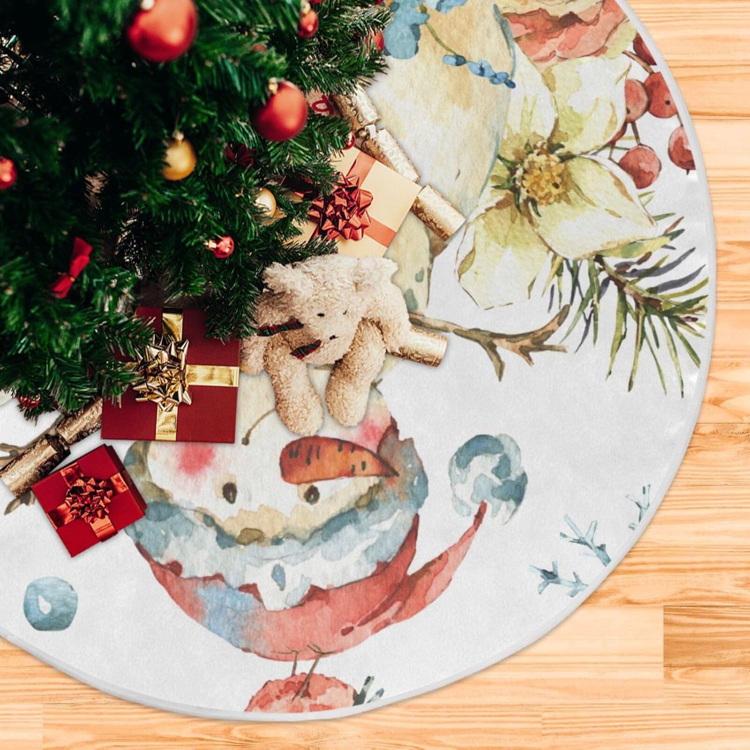 Falda de base de árbol de Navidad de invierno, falda suave para árbol de Navidad, decoración de suelo de árbol de Navidad, faldas de Navidad para