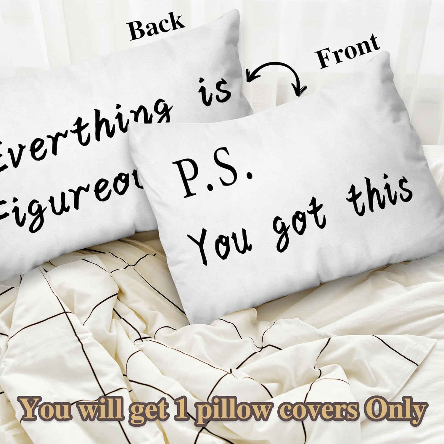 Funda de almohada decorativa, 12 x 20 pulgadas, fundas de almohada de doble cara para sala de estar, sofá, cama, regalos inspiradores para mujeres y