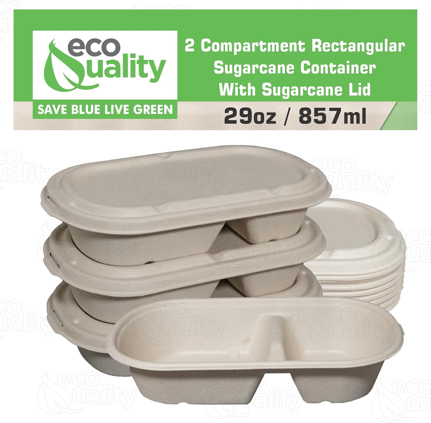Cuencos desechables de 29 onzas con tapas de fibra, 2 compartimentos rectangulares compostables, cuencos de papel biodegradables de caña de azúcar,