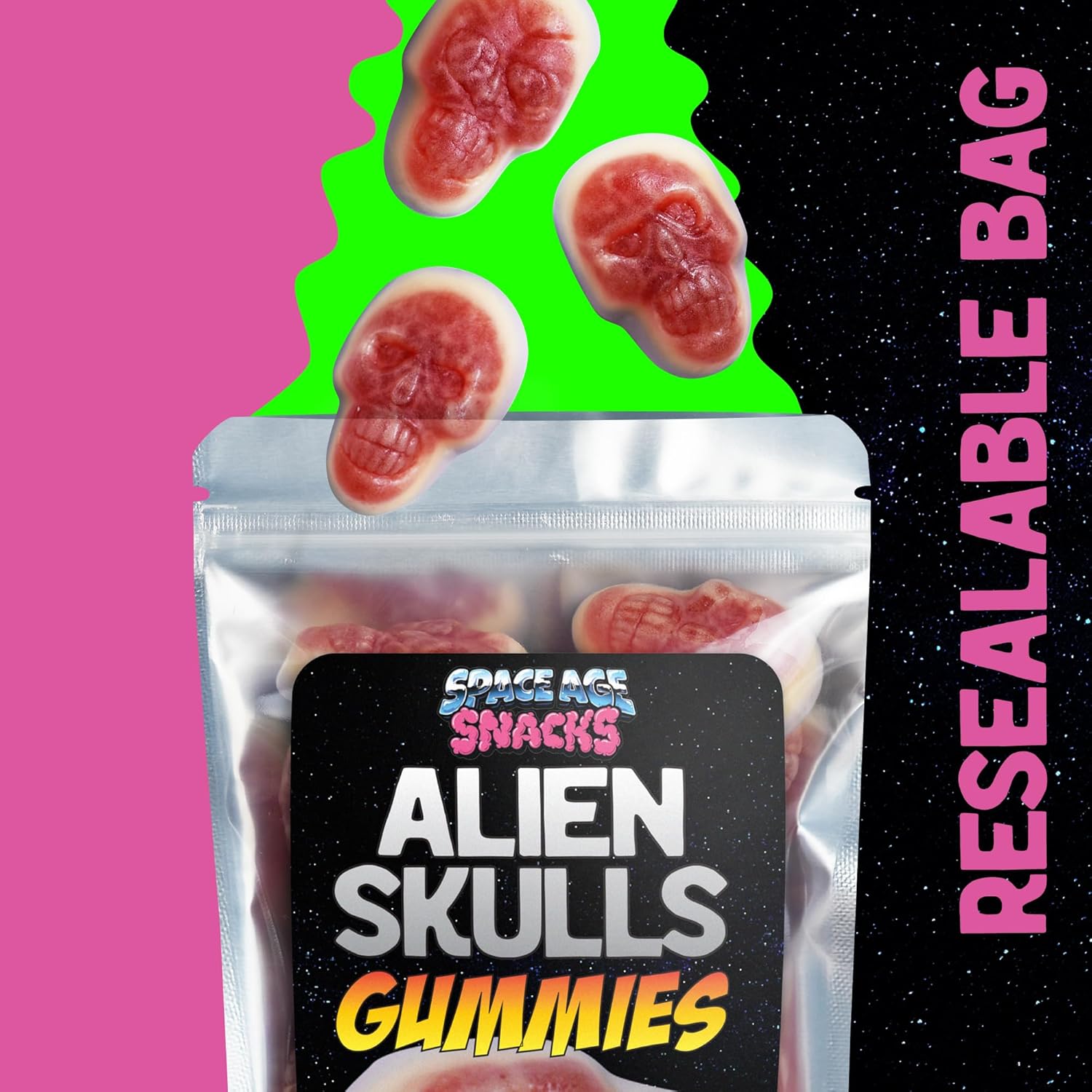 Alien Gummy Skulls  10 onzas de caramelos de Halloween para ocasiones temáticas de Halloween  Gomitas de Halloween espeluznantes para comida de