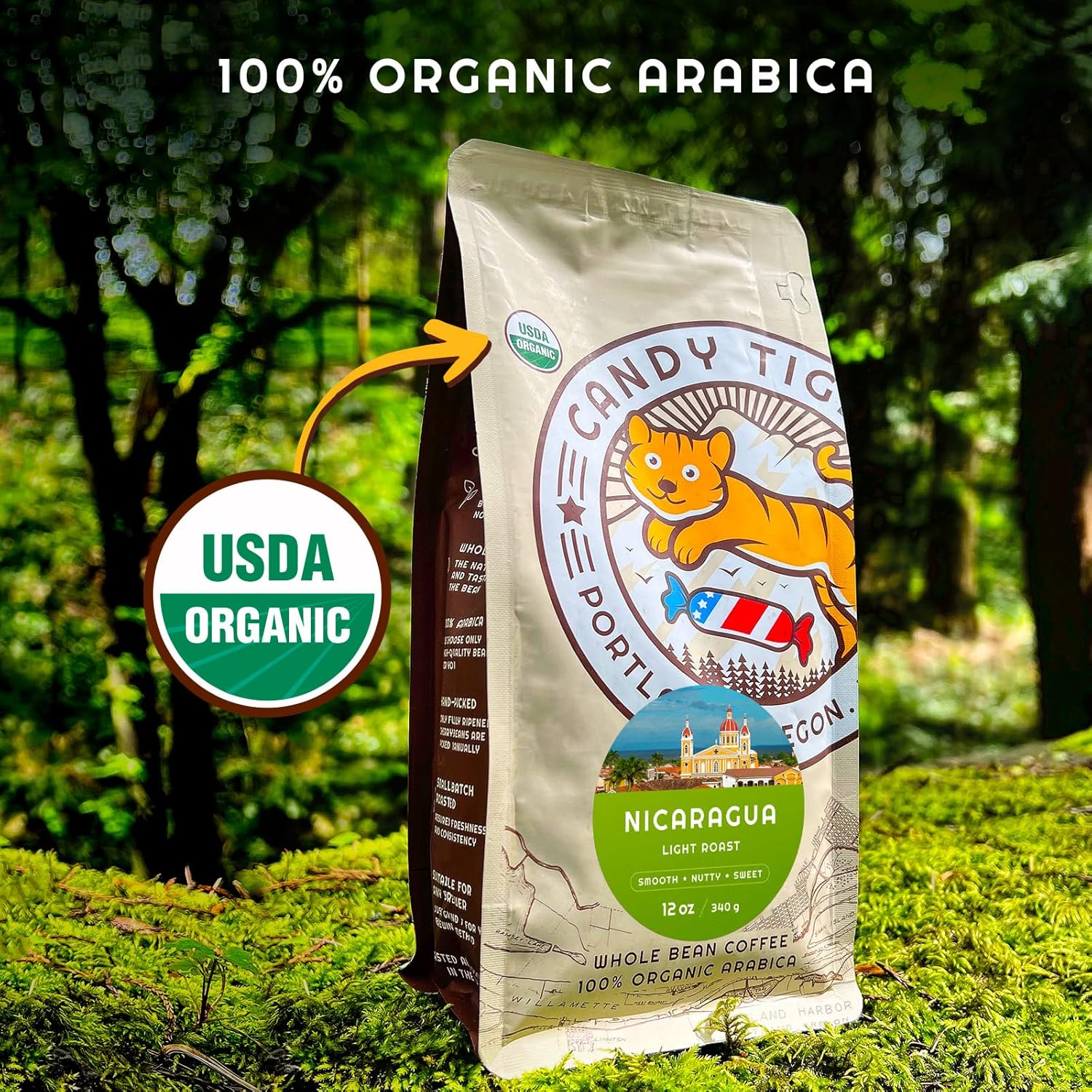 Café en grano entero, orgánico, bajo en ácido, tostado ligero, origen único, 100% arábica, granos de café nicaragüense, comercio directo, cultivado
