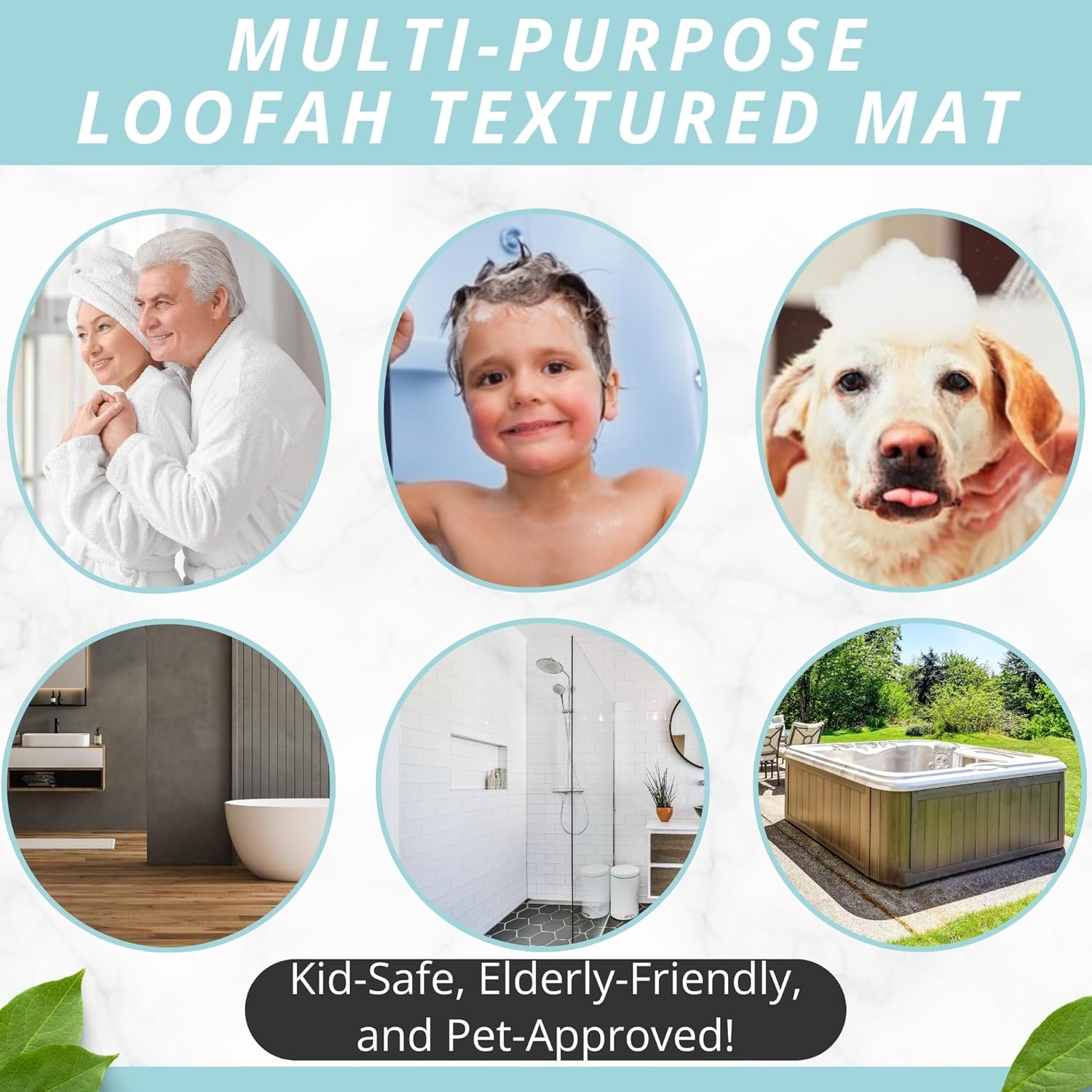 ENKOSI Loofah – Tapete antideslizante para tina, tapete de baño antideslizante, tapete de baño antideslizante para bañera, tapete de ducha