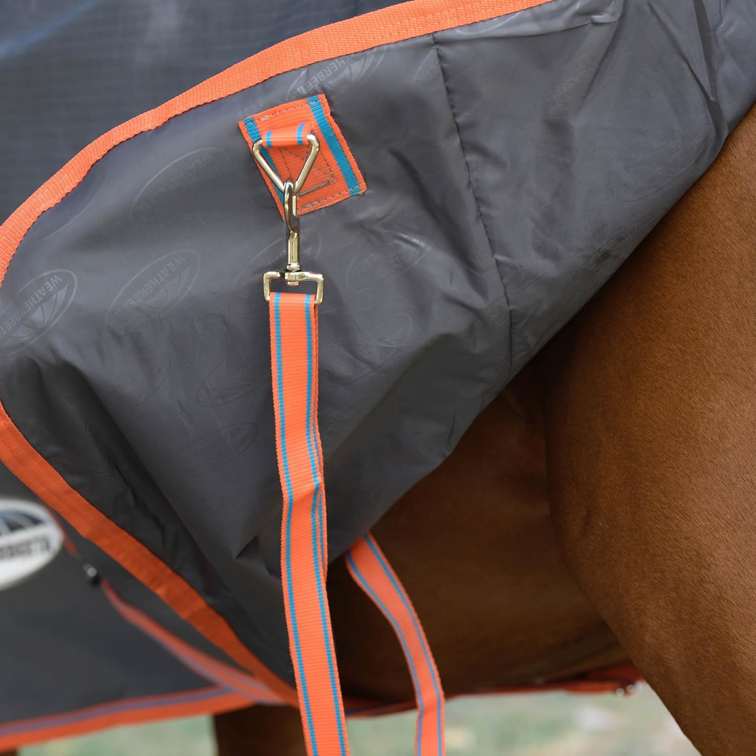 WeatherBeeta ComFiTec Essential Plus Detach-A-Neck – Manta mediana para caballo, grisnaranjaazul, 48 pulgadas