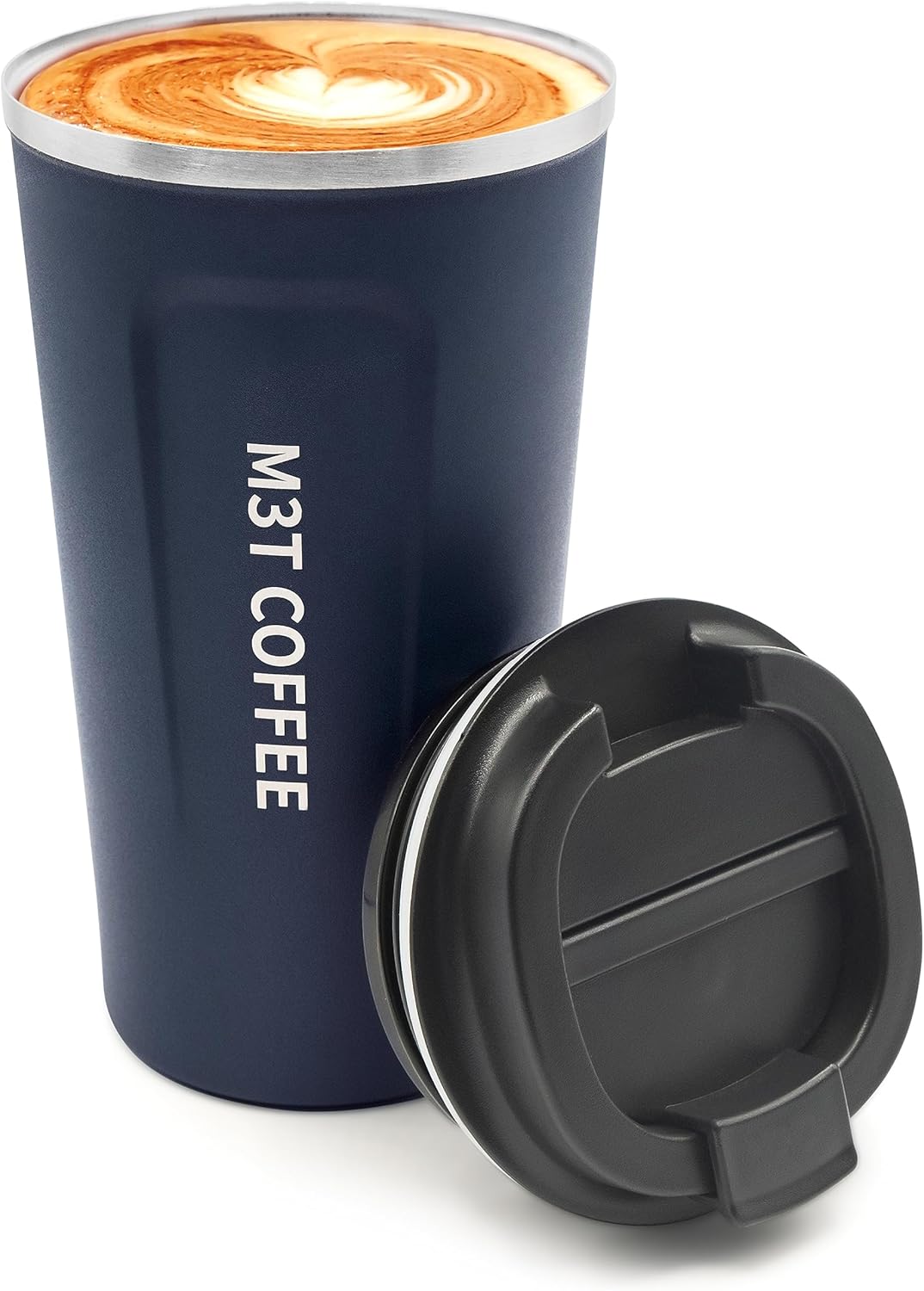 M3Tbuys – Vaso aislado de acero inoxidable de 16 onzas, taza de viaje para café, a prueba de fugas, taza de café de viaje a prueba de derrames,