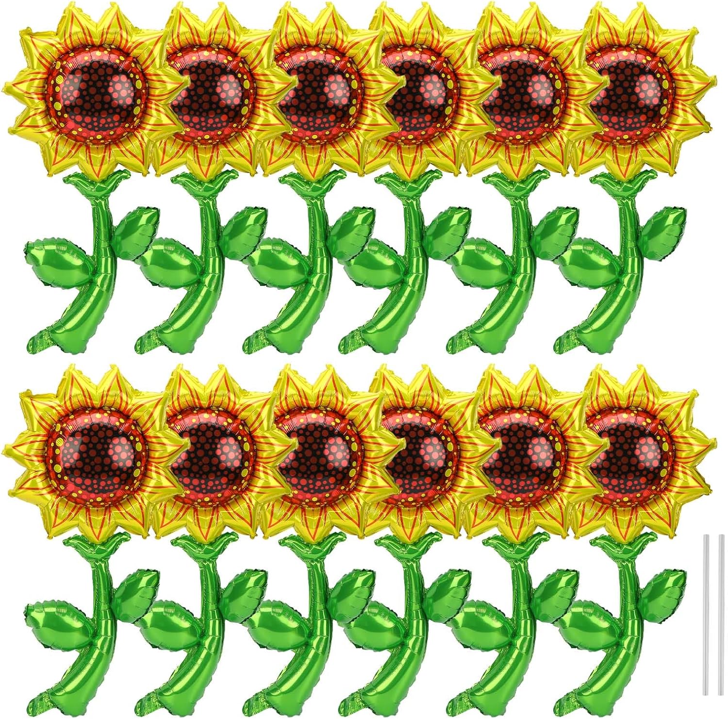 Paquete de 12 globos de girasol de 36 pulgadas, kit de arco de globos de Mylar de girasol, guirnalda de globos de girasol de papel de aluminio