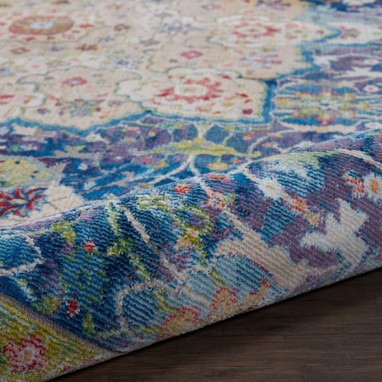 Nourison Global – Alfombra vintage tradicional azul de 4 x 6 pies, fácil de limpiar, no se desprende, para dormitorio, sala de estar, comedor y