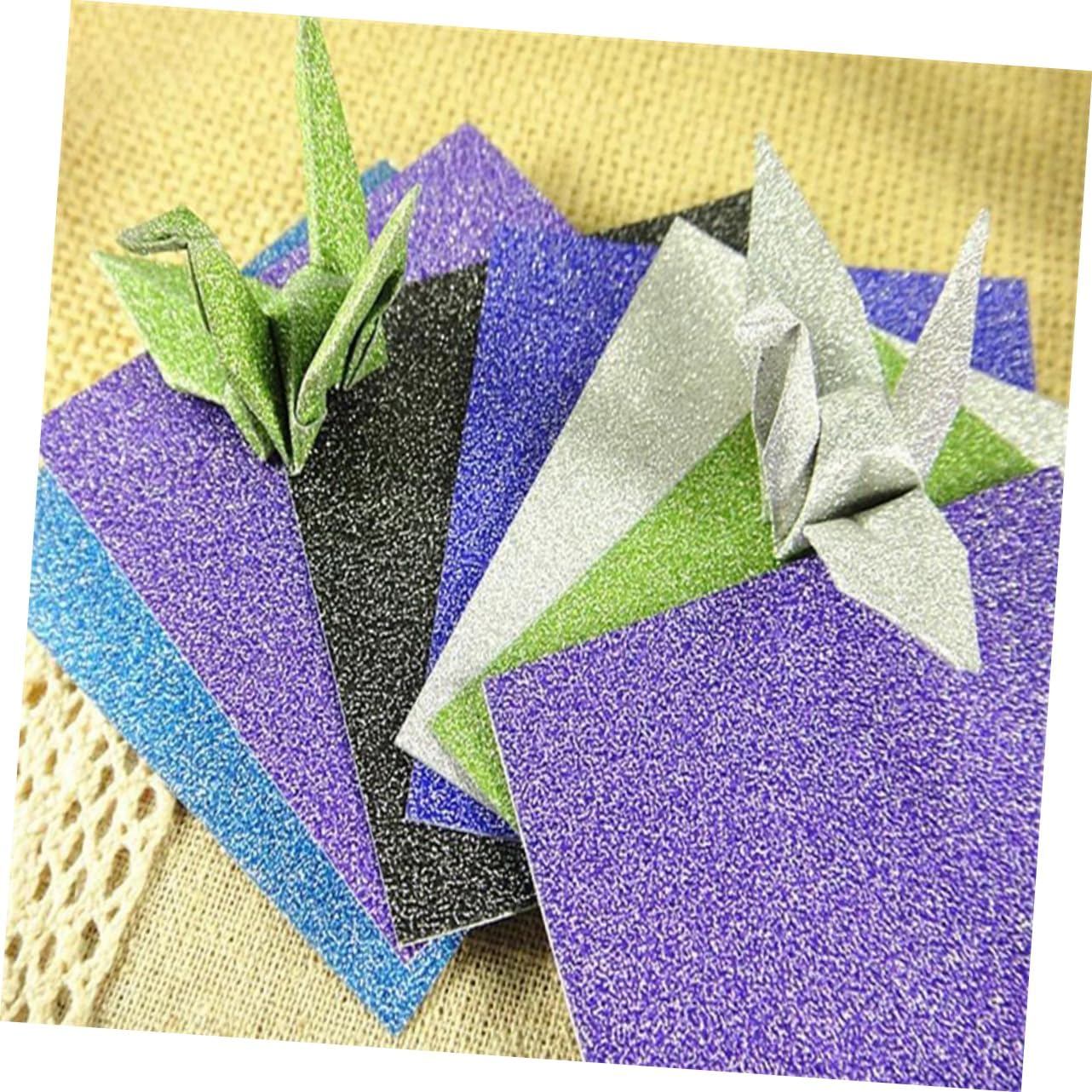 SEWACC 12 hojas de papel de origami de 6 x 6 pulgadas para papel de regalo con purpurina para niños, papel plegable metálico de origami brillante,