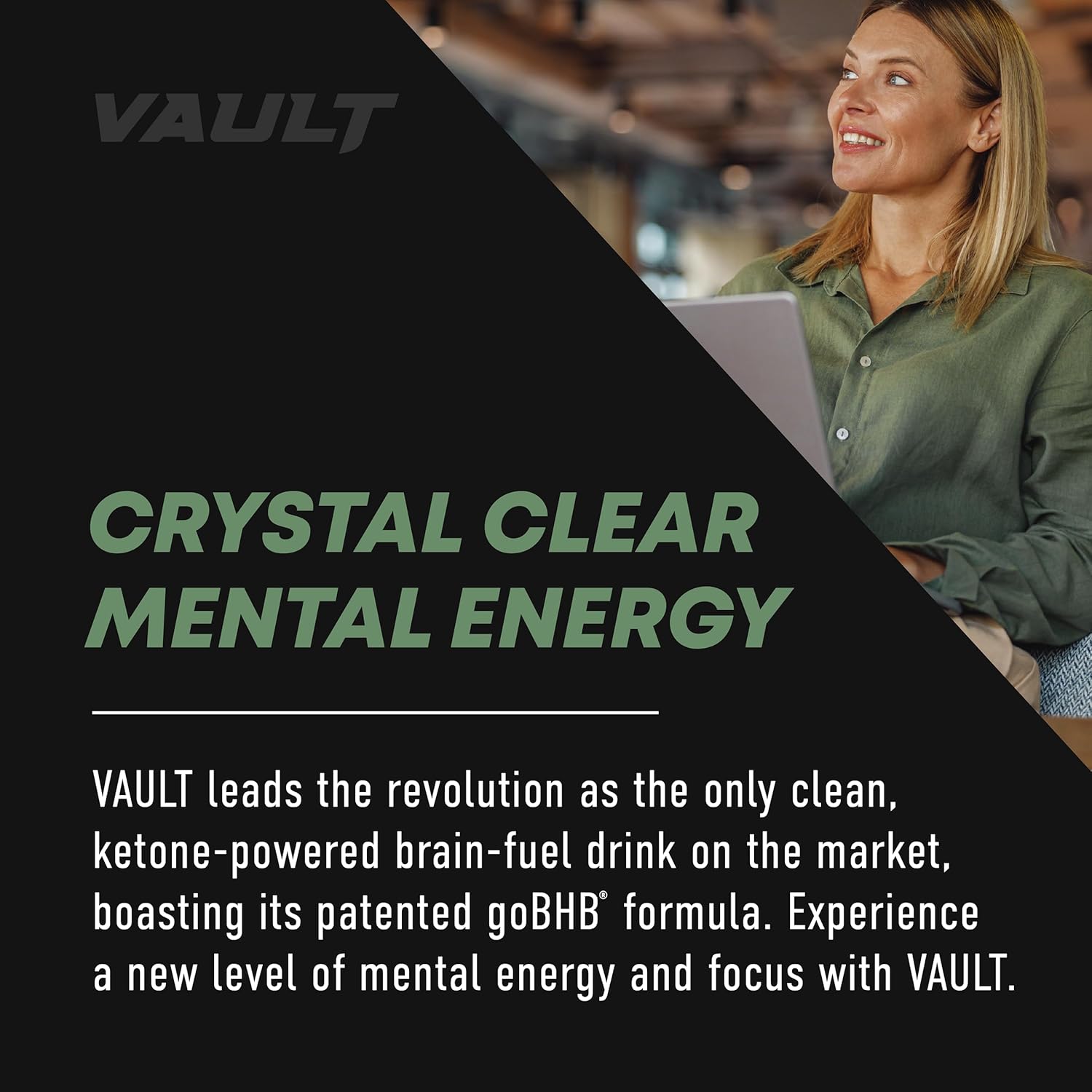 VAULT Bebida energética cerebral sin cafeína, nootrópico para el enfoque mental, nitidez, memoria y tiempo de reacción, sin choques ni nerviosismo,