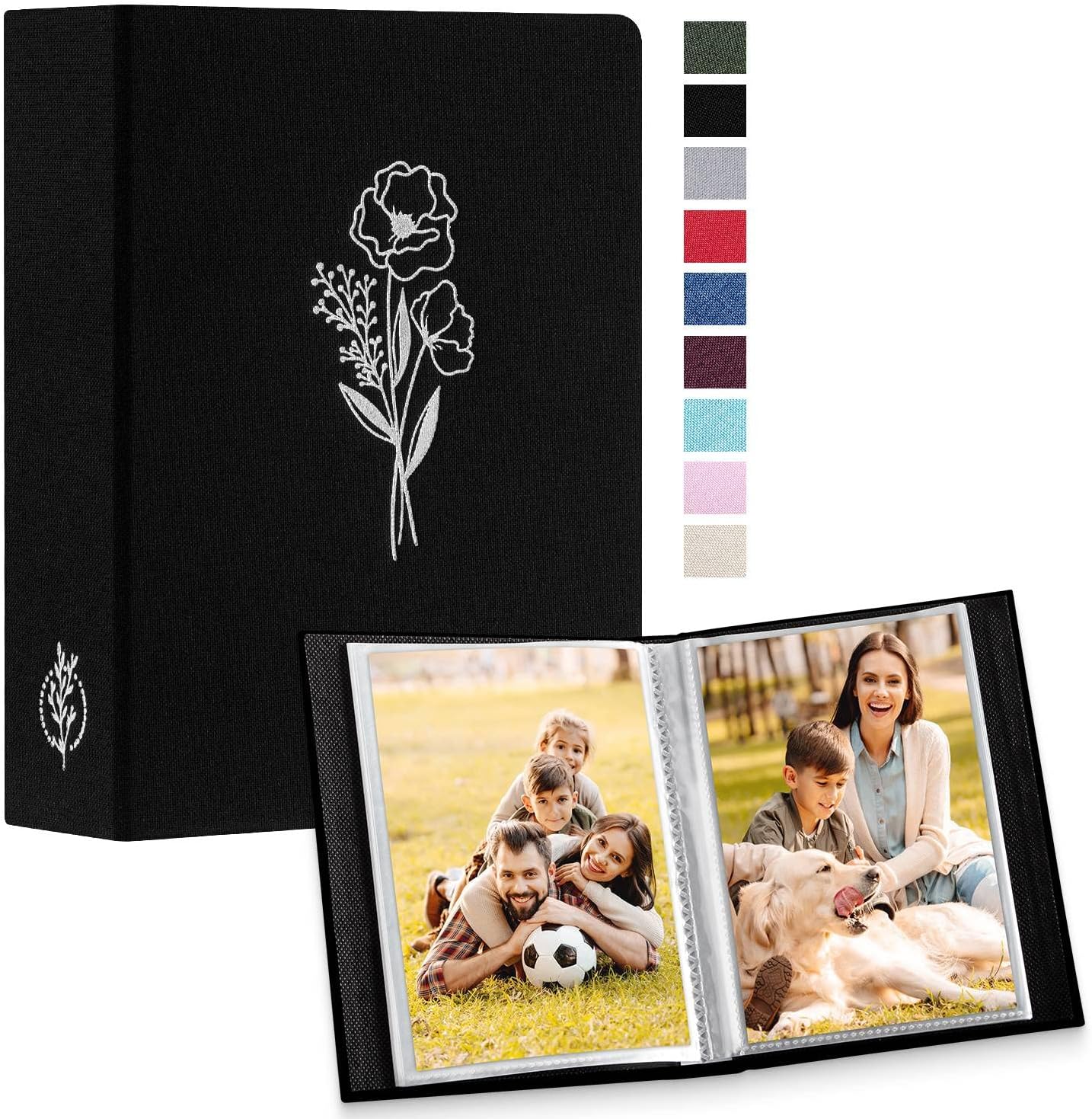 Lanpn Álbum de fotos pequeño de 4 x 6 pulgadas, paquete de 2 unidades, tapa dura de lino, mini libro de fotos de bolsillo de carga superior sin