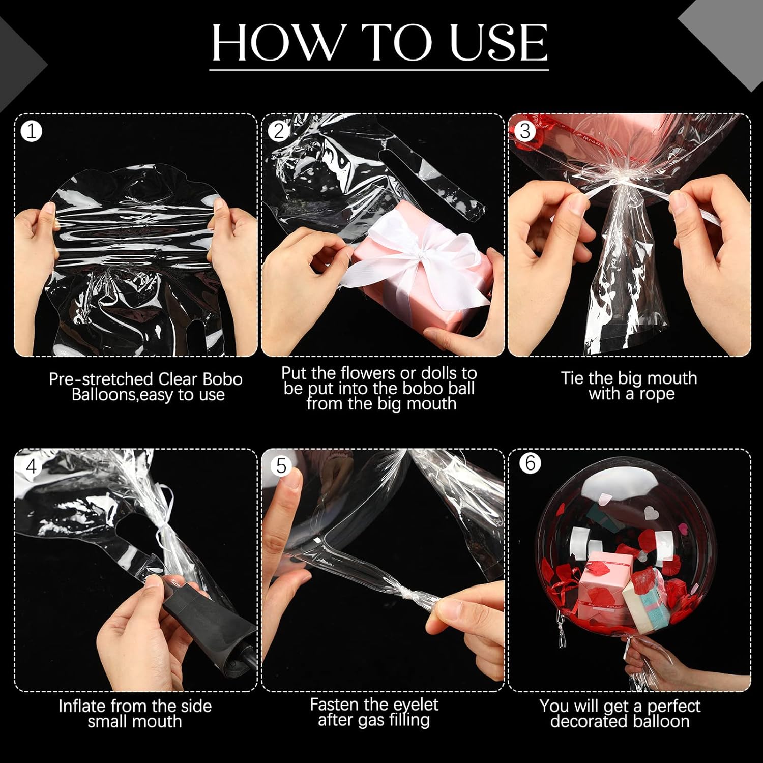 Sosation 90 globos transparentes grandes para rellenar globos Bobo preestirados, globos transparentes rellenables, globos de boca ancha, globos de